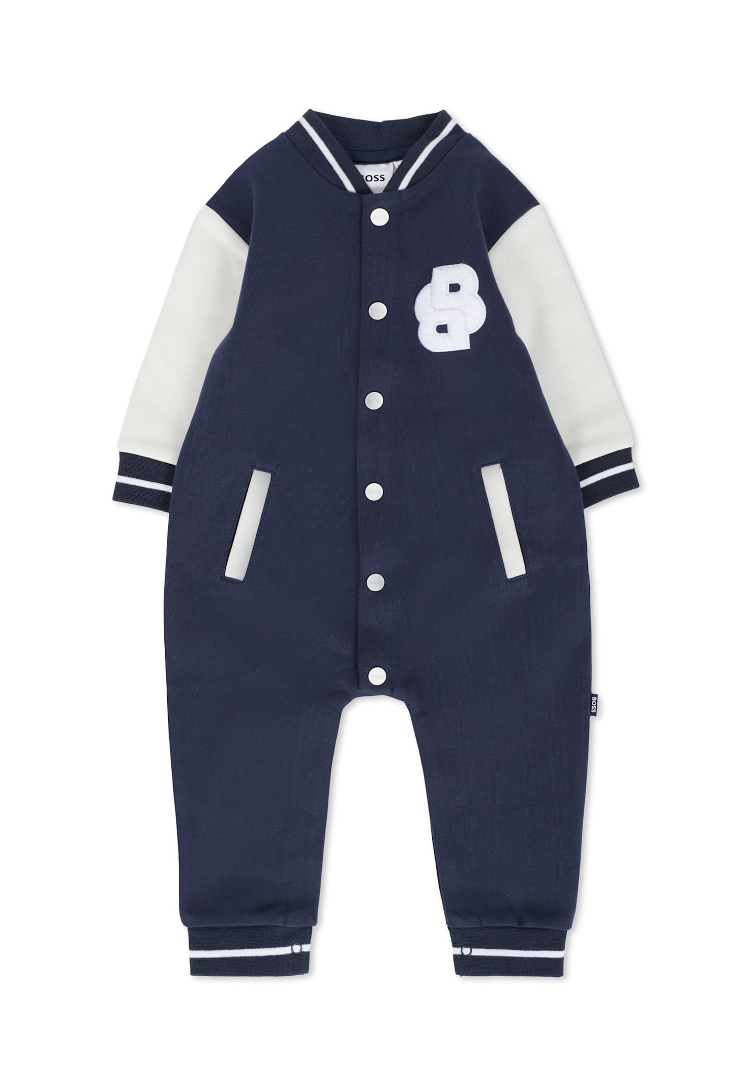 Hugo Boss Blue Babygrow For Baby Boy With Logo In Blue