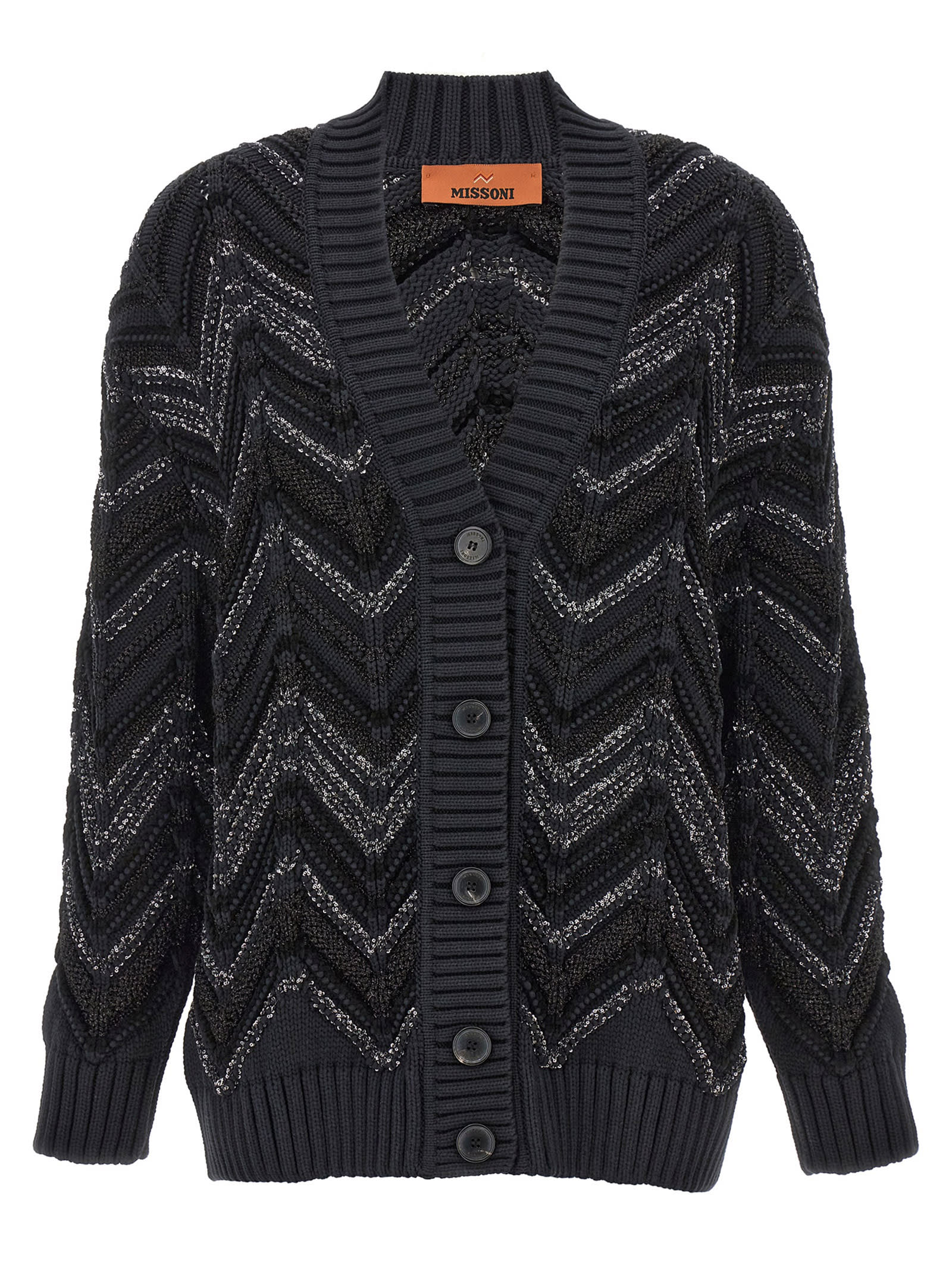 Shop Missoni Zig Zag Cardigan In Black