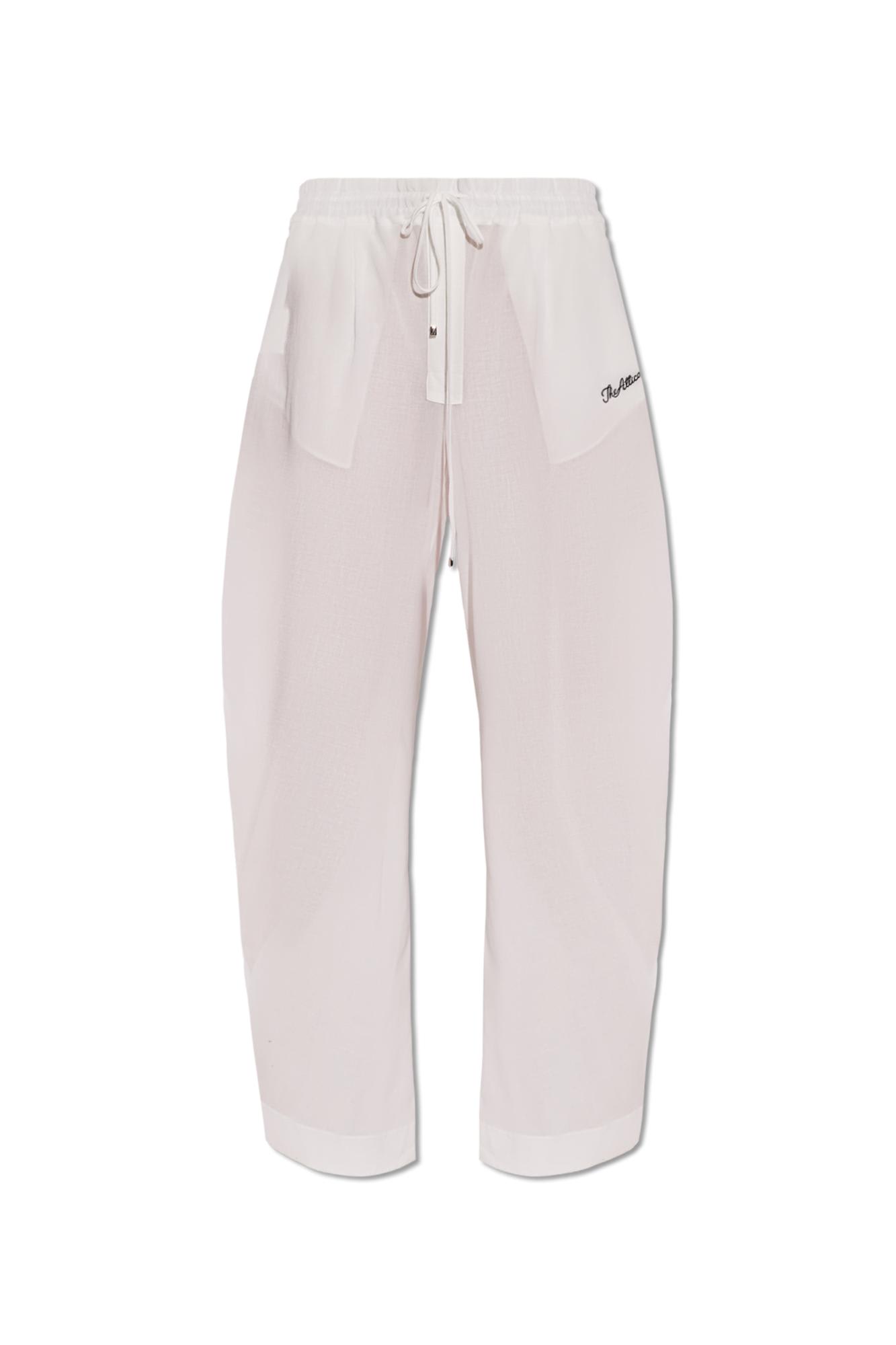 Shop Attico Logo Embroidered Drawstring Waist Track Pants In White