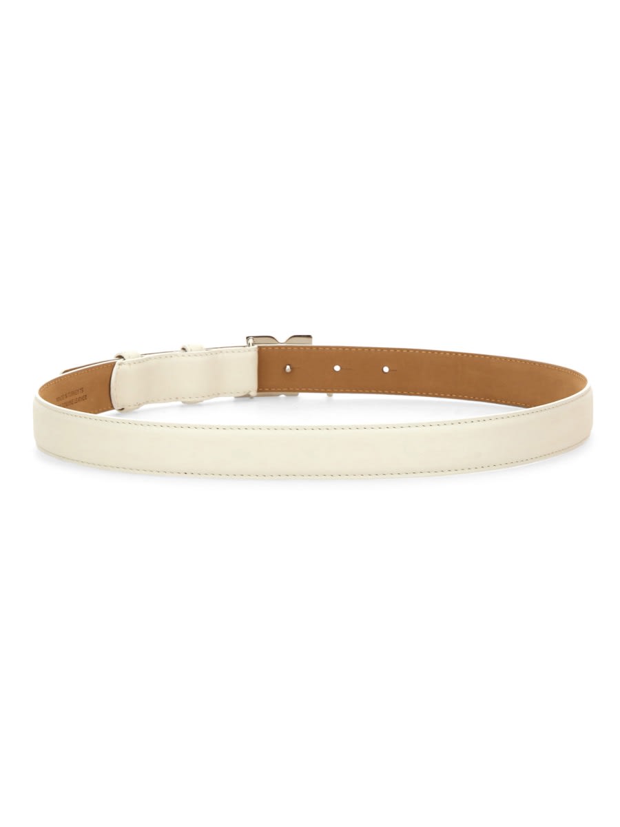Shop Courrèges Leather Ac Belt In White