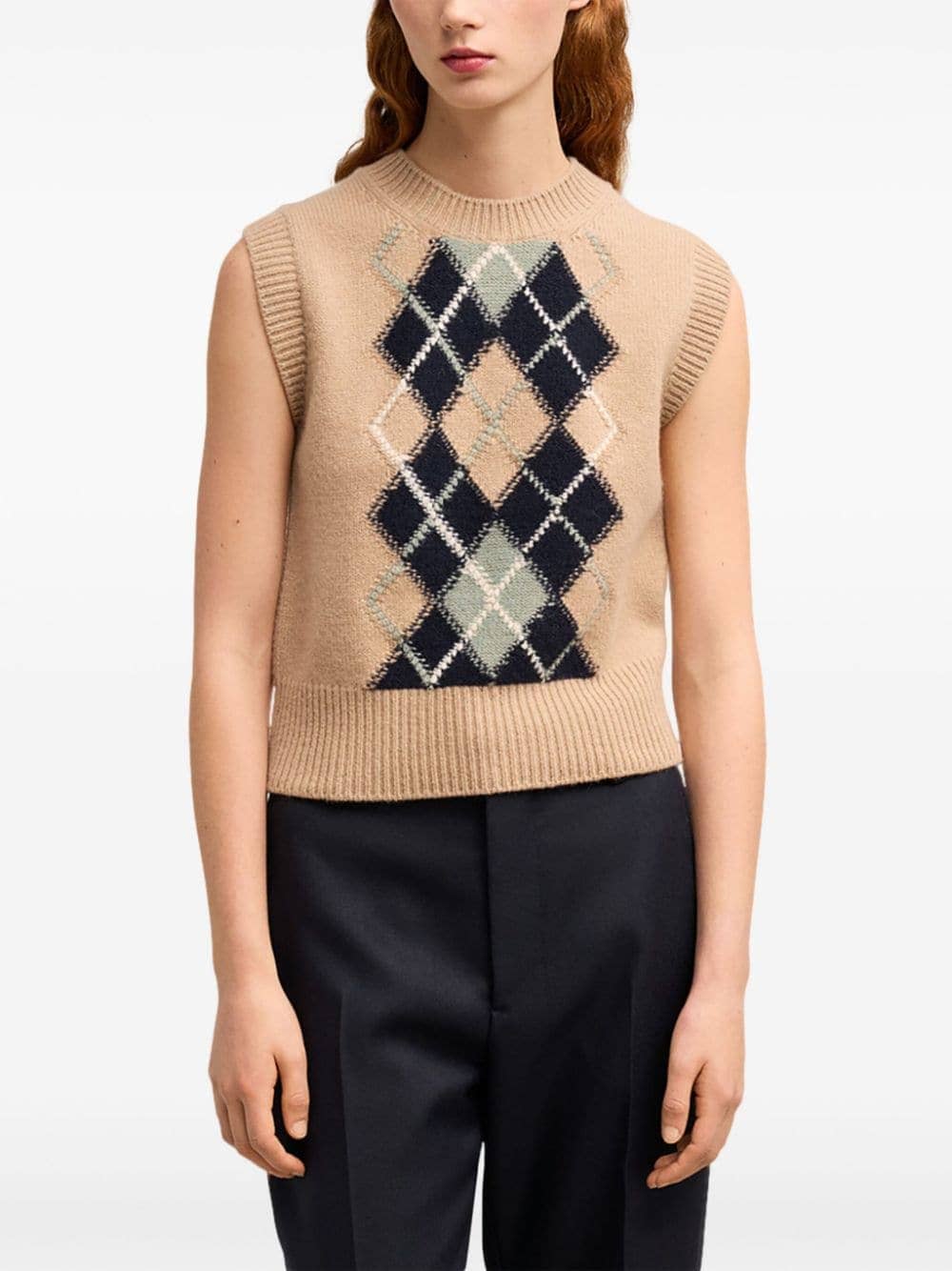 Shop Ami Alexandre Mattiussi Gilet Argyle In Nude Navy Green