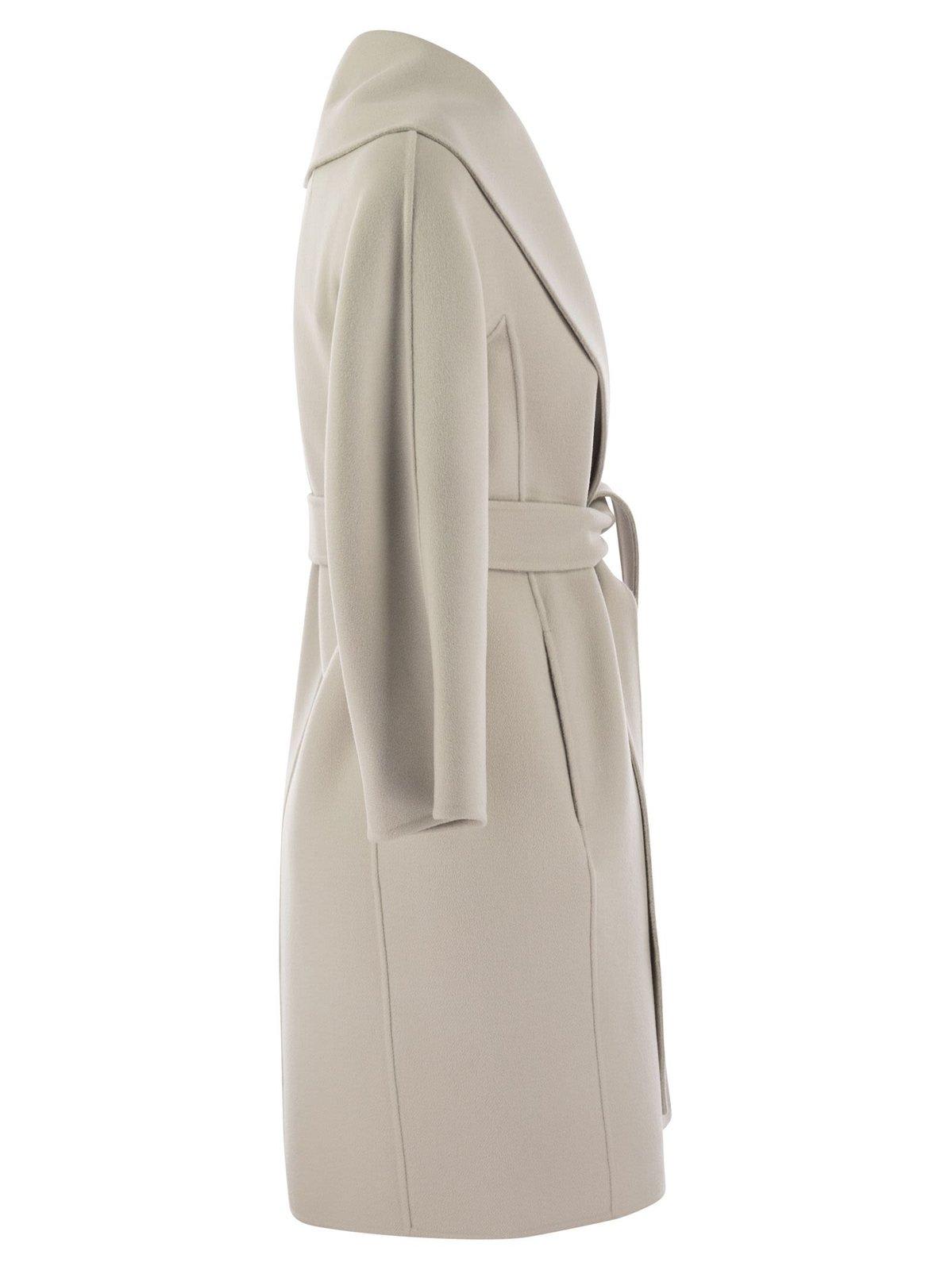 Shop 's Max Mara Belted Long-sleeved Coat In Perla