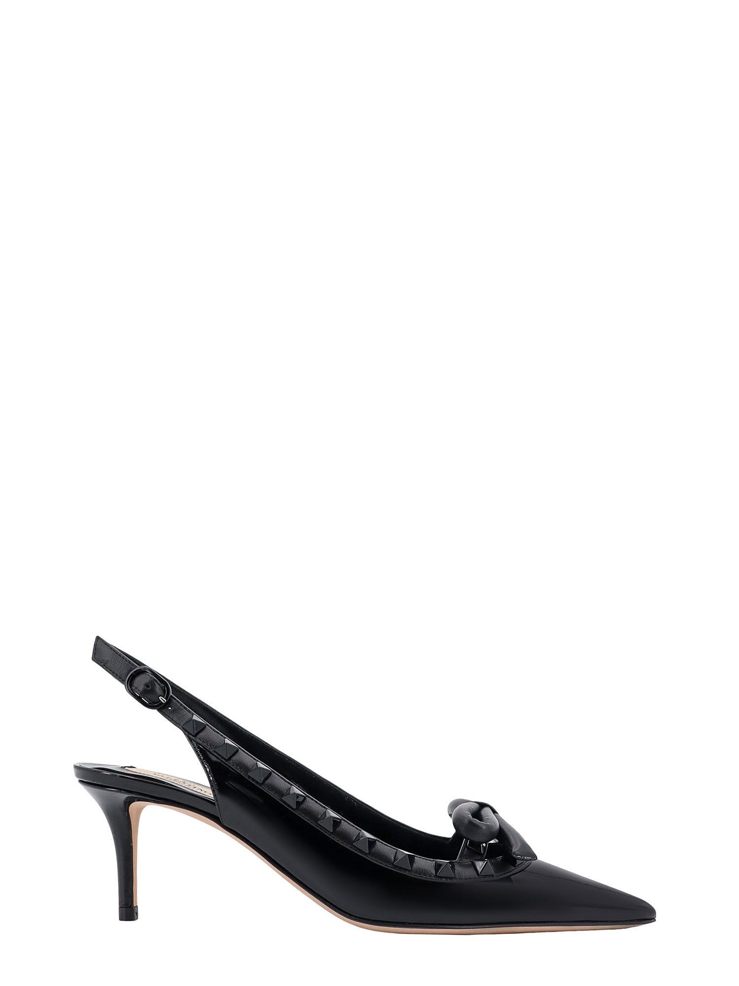 Shop Valentino Rockstud Bow Slingback In Black