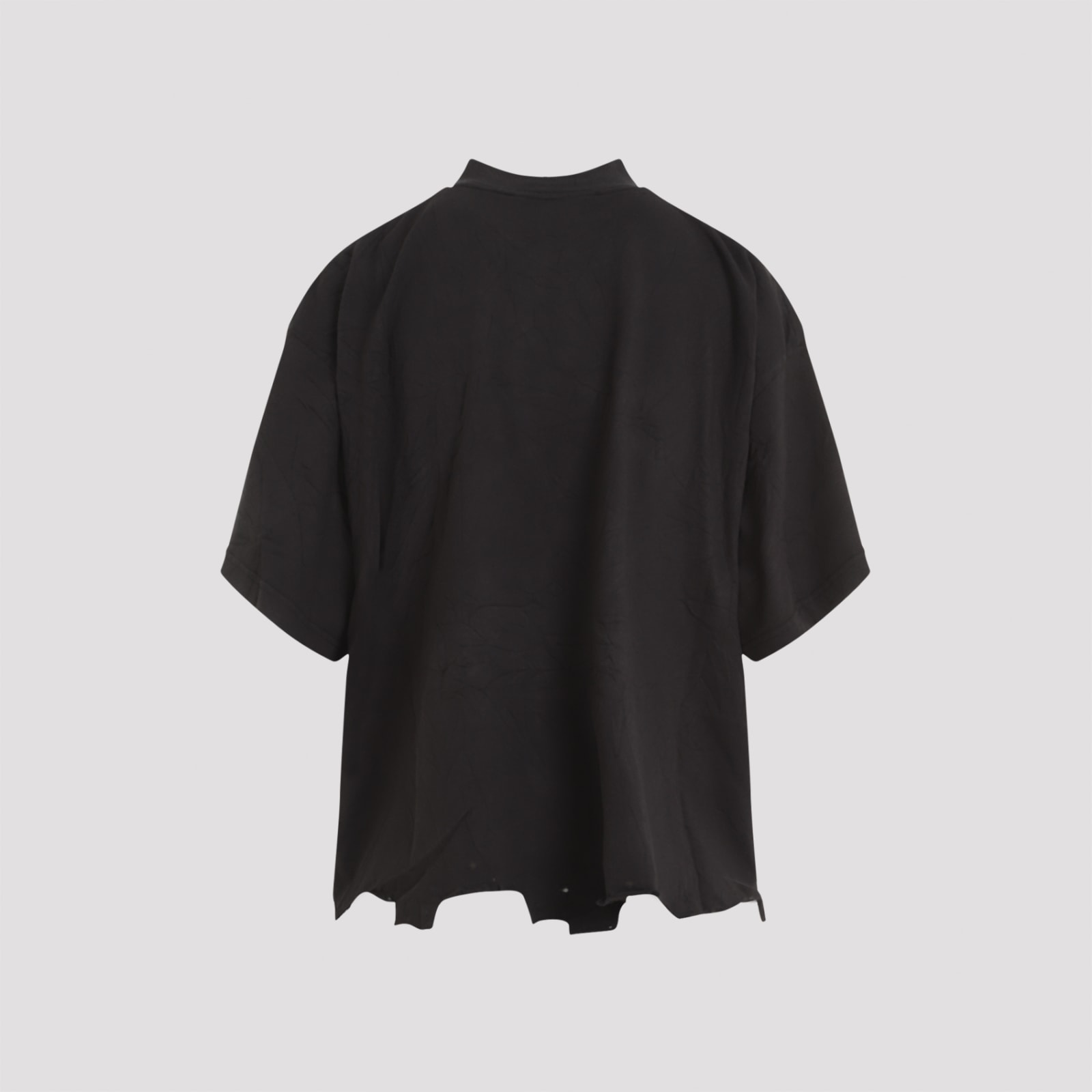 Shop Balenciaga Short Sleeves Cropped T-shirt In Black Blue