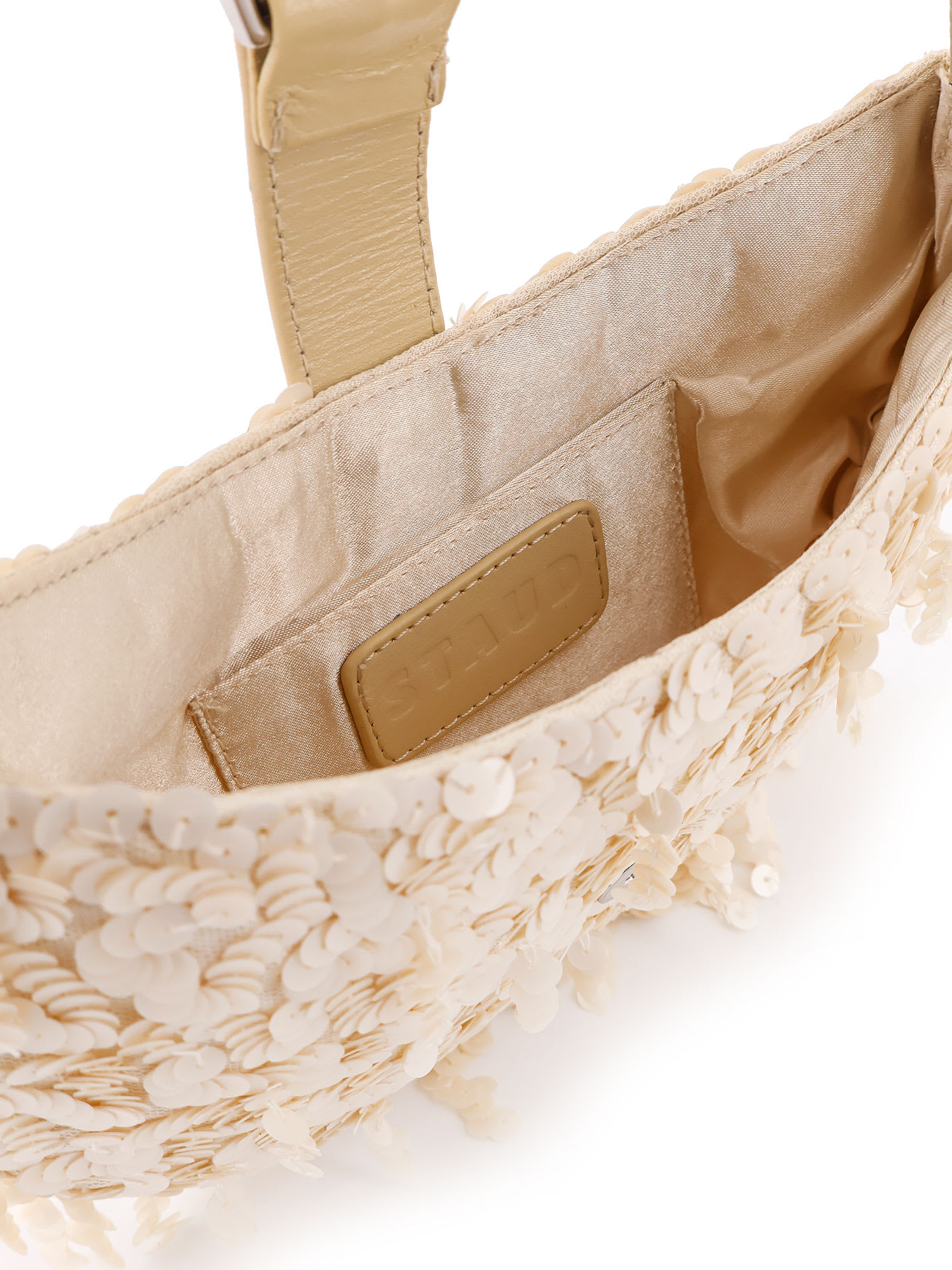 Staud Alana Bag Shoulder Bag With All-over Sequins In White