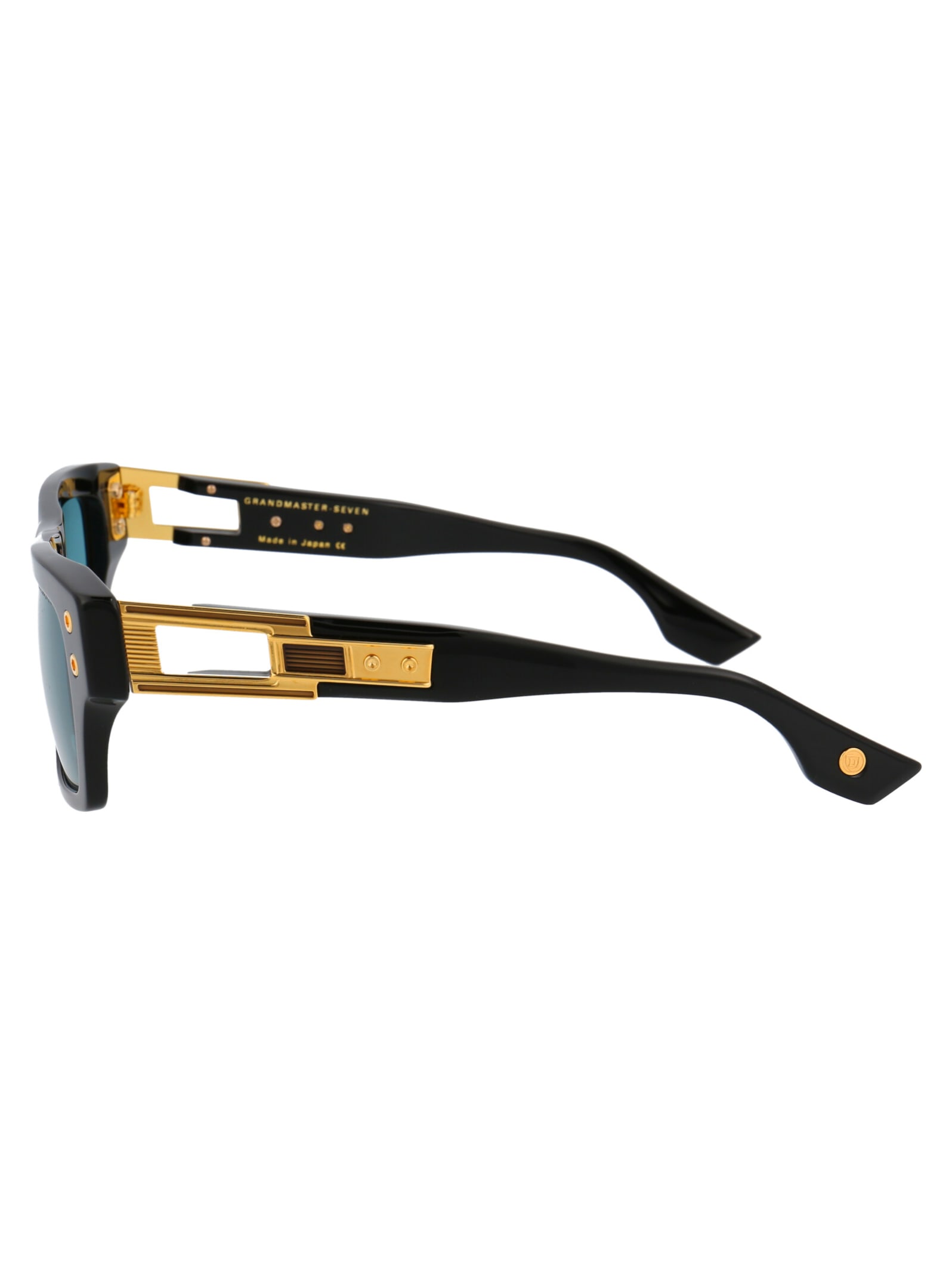 Shop Dita Grandmaster-seven Sunglasses In 01 Black - Yellow Gold W/ Dark Turquoise