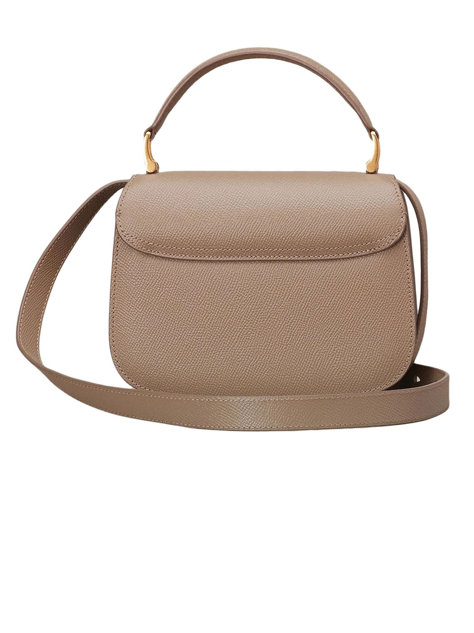 Shop Ami Alexandre Mattiussi Mini Paris Paris Bag In Grained Leather In Brown