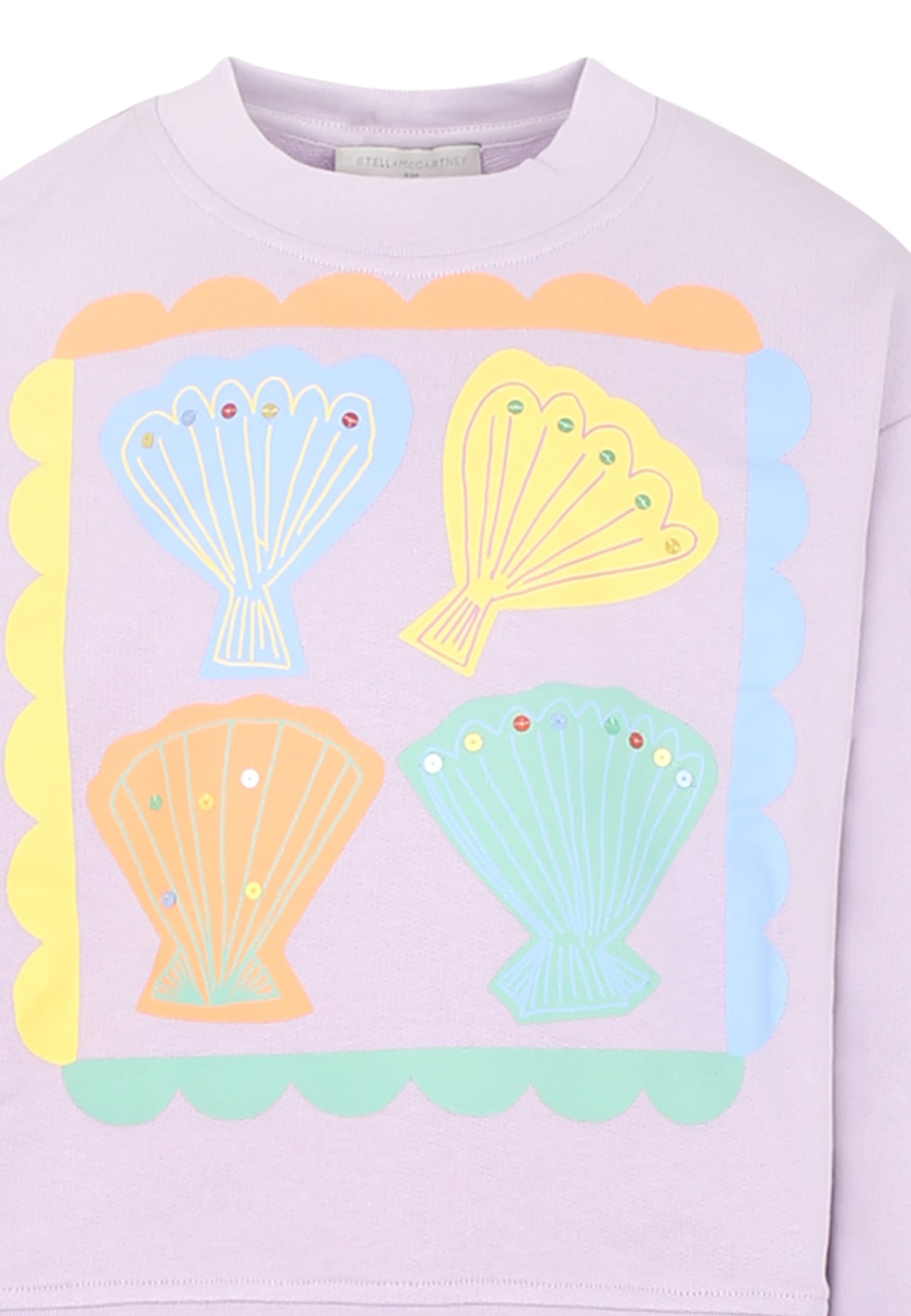 Stella Mccartney Printed Cotton Fleece Sweatshirt And Shorts Set In Lilac