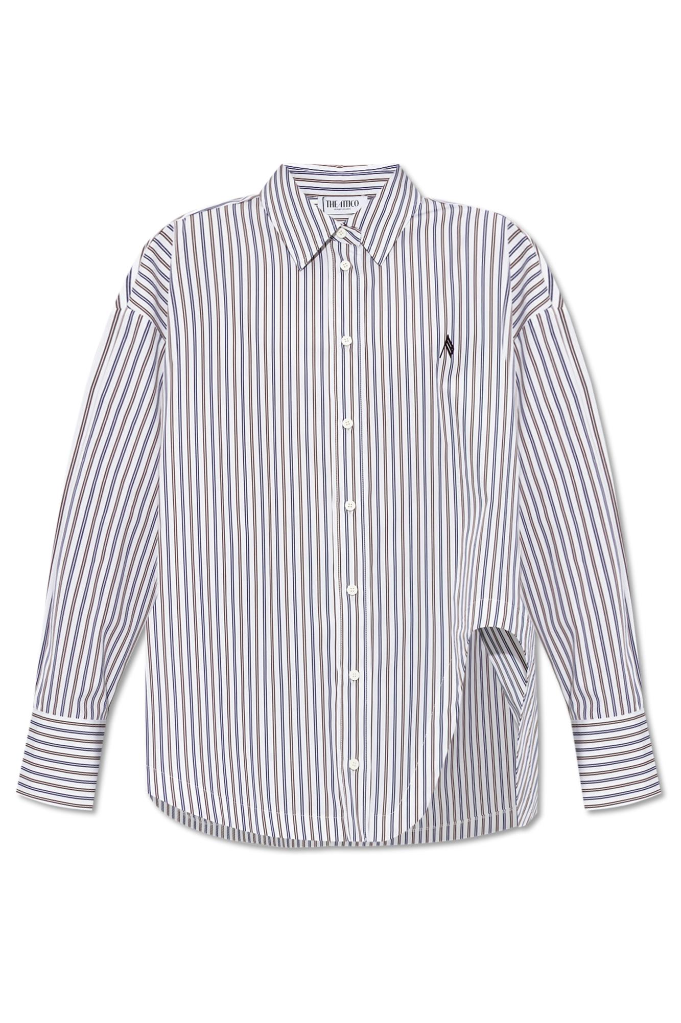 Attico Striped Cotton Shirt With Long Sleeves In White