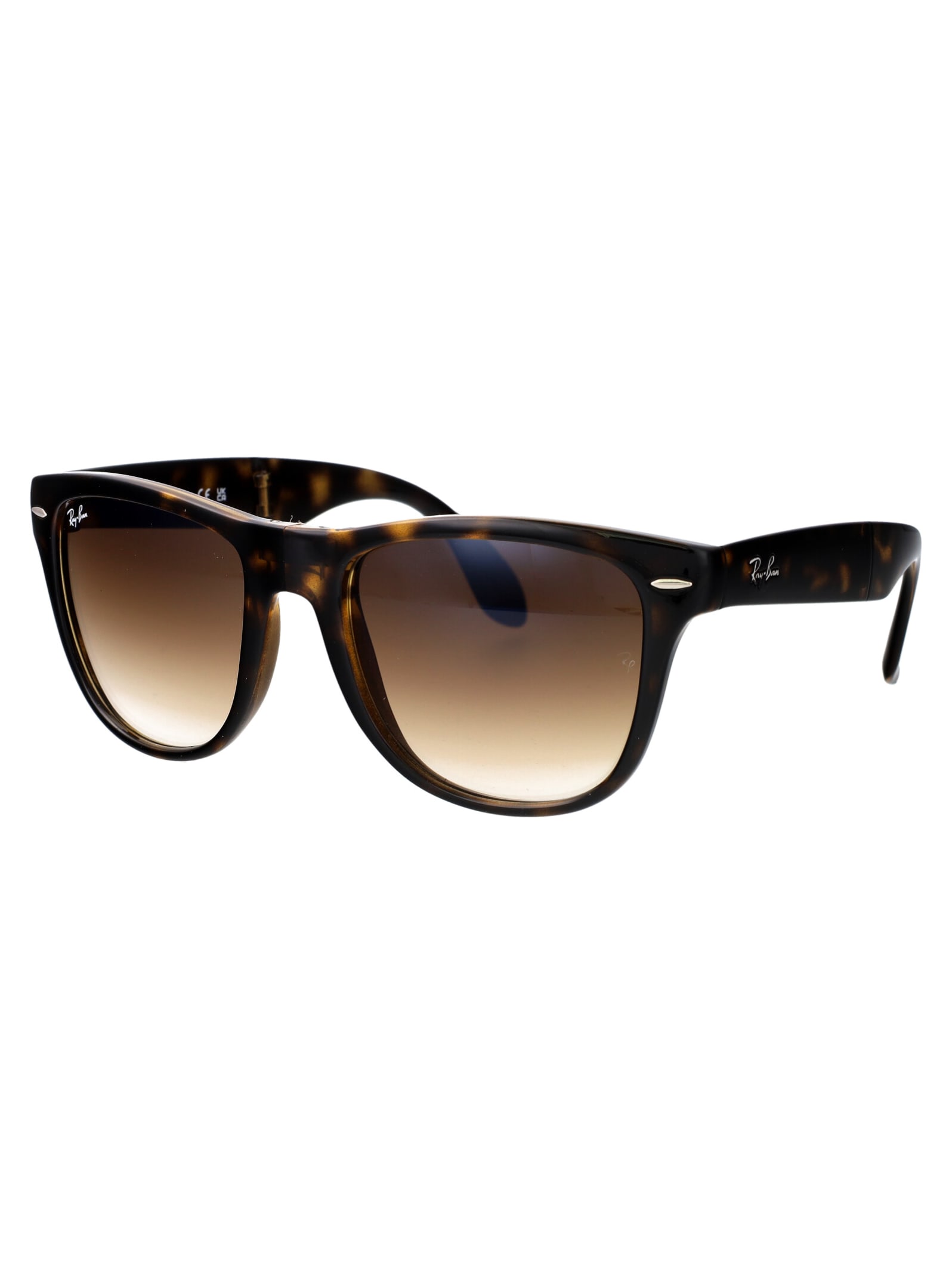 Shop Ray Ban Folding Wayfarer Sunglasses In 710/51 Light Havana