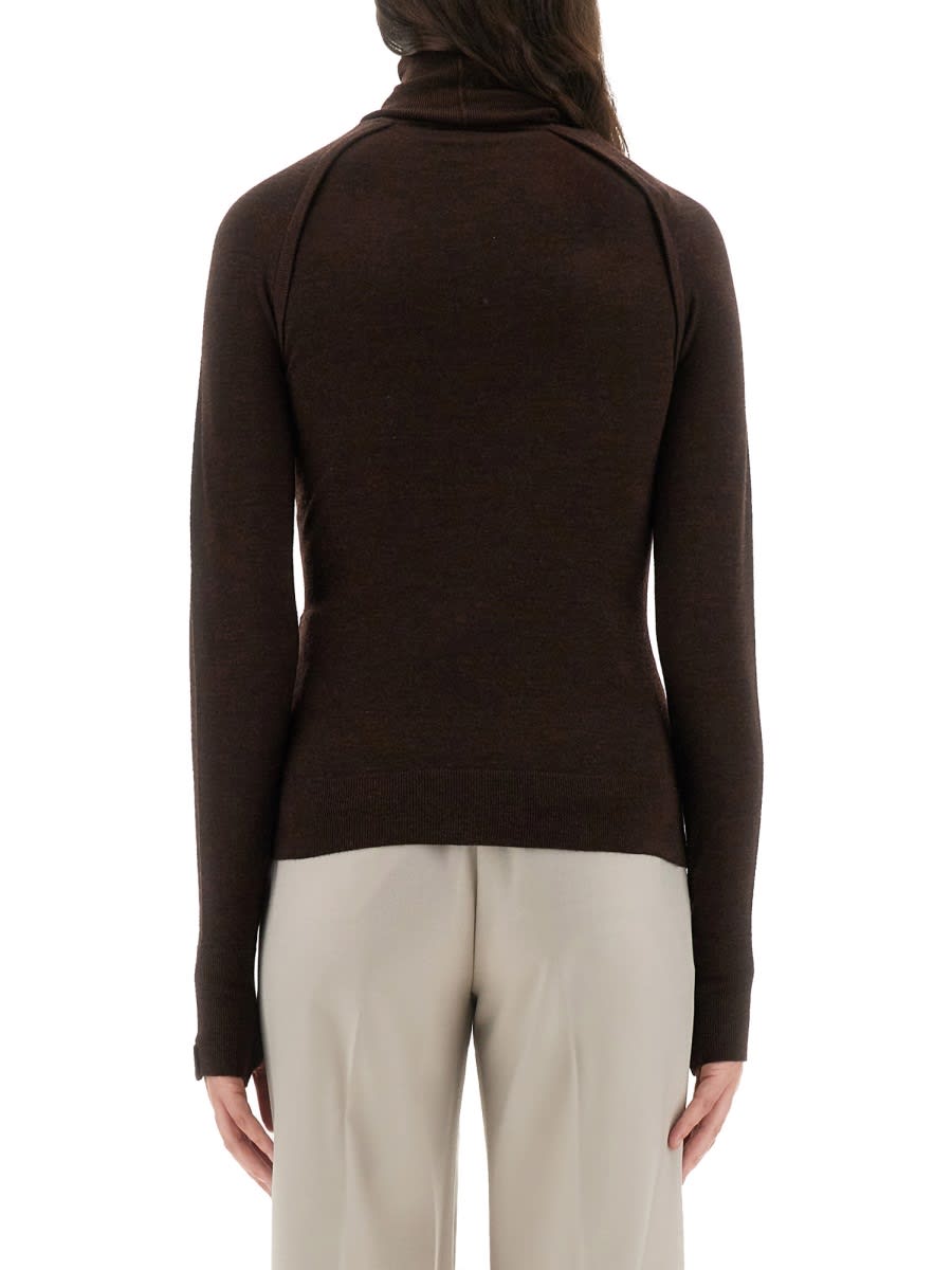 Victoria Beckham Brown Raglan Sleeve Sweater In Brown