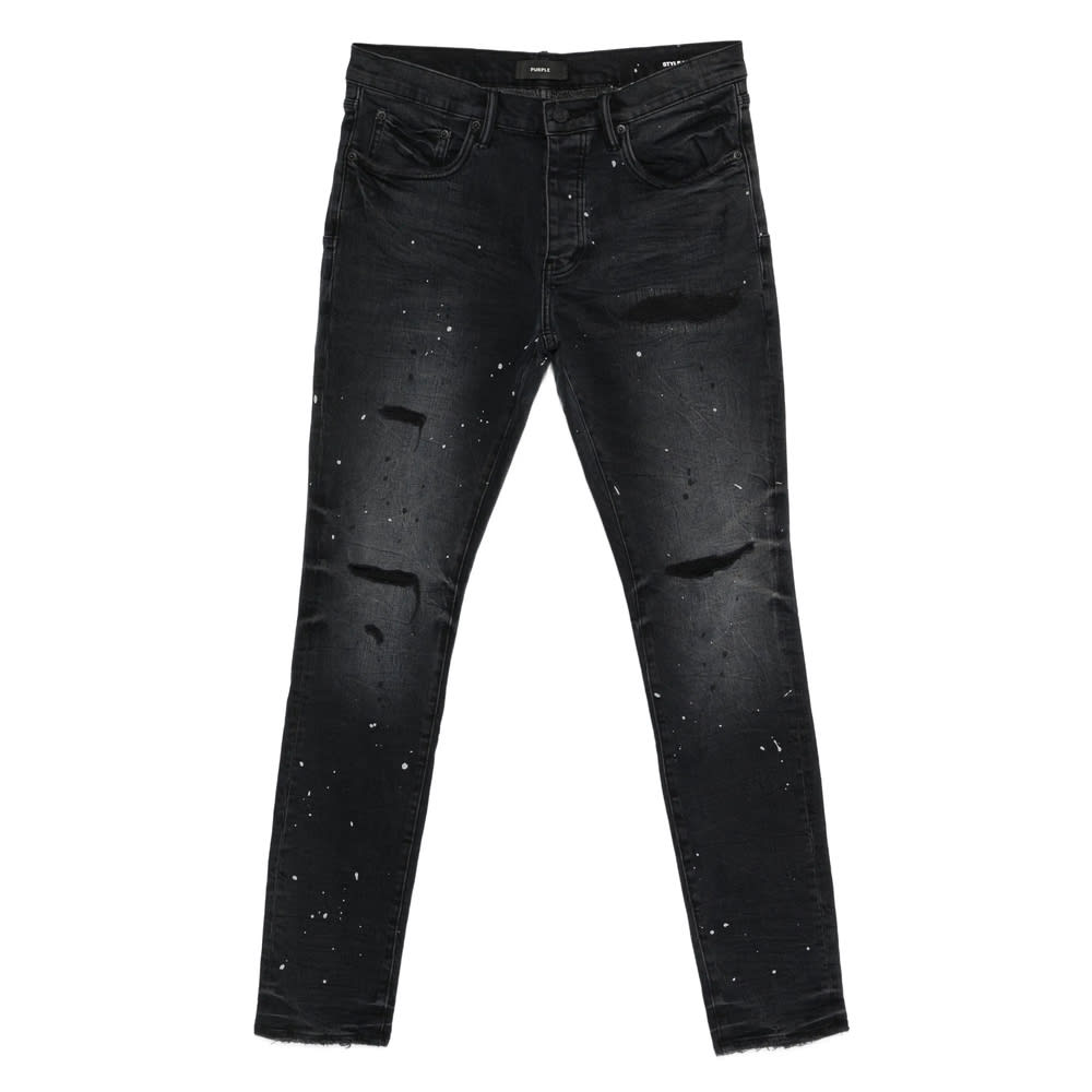 Purple Brand Distressed Splatter Denim In Black