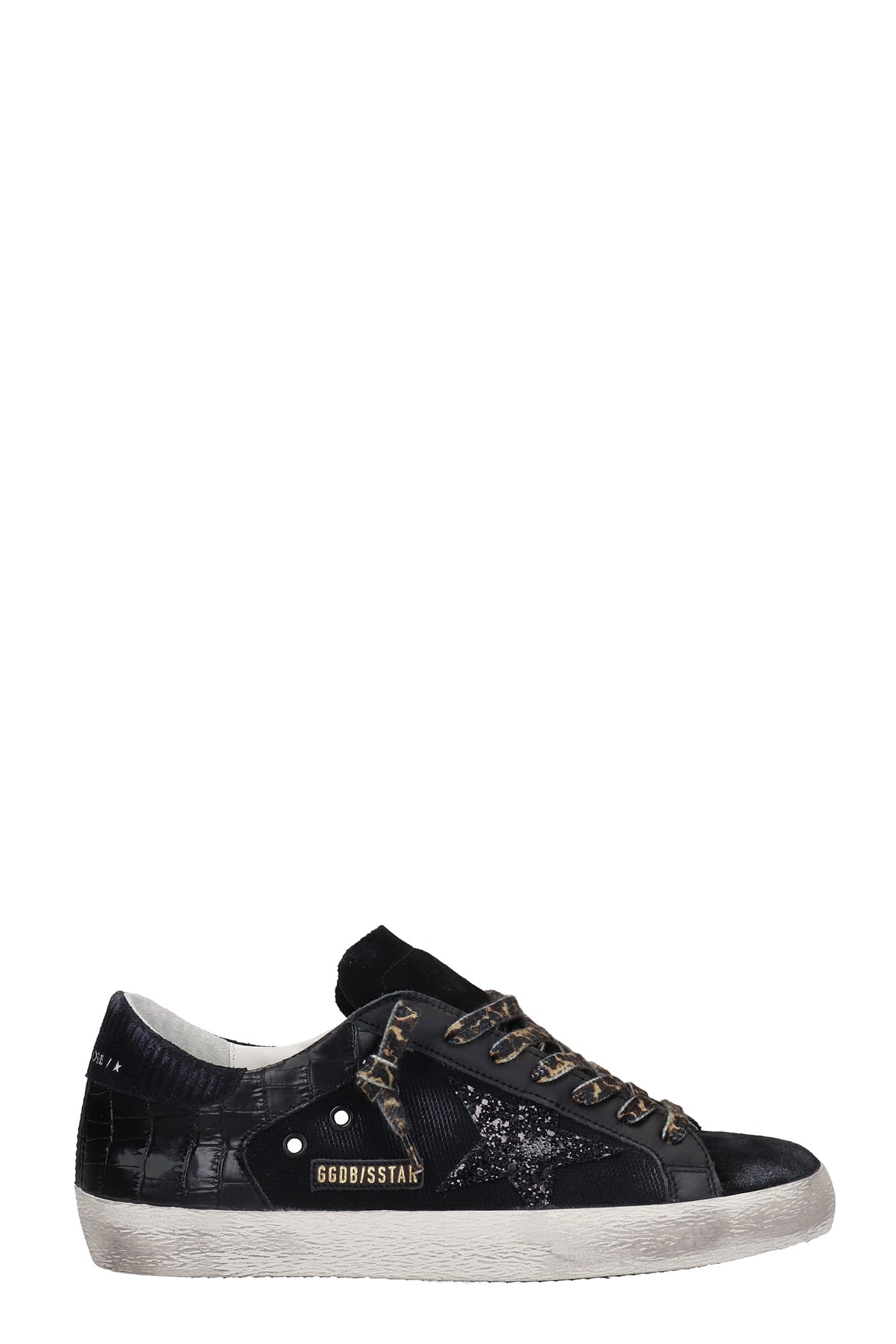 Golden Goose Superstar Sneakers In Black Leather And Fabric