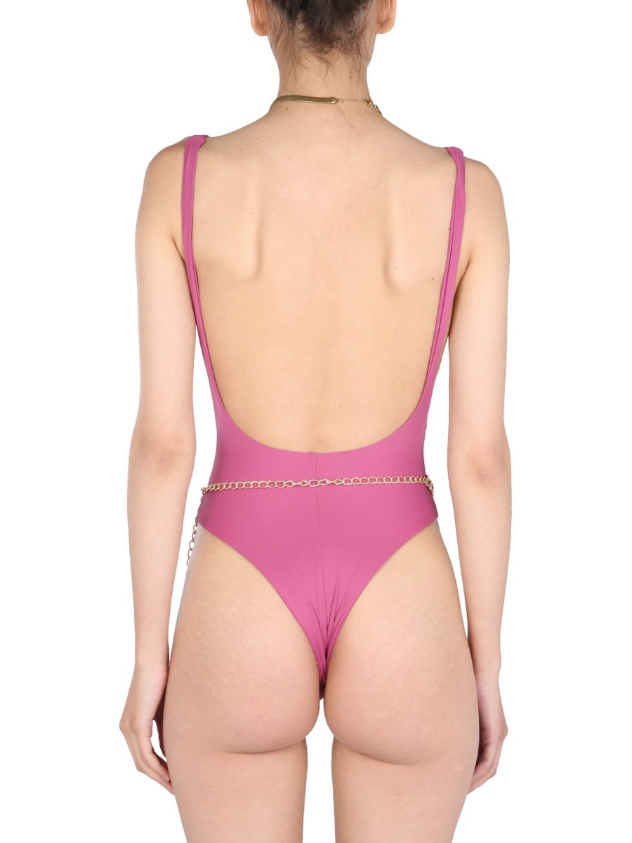Shop La Reveche Ekaterina One Piece Swimsuit With Jewel Belt In Purple