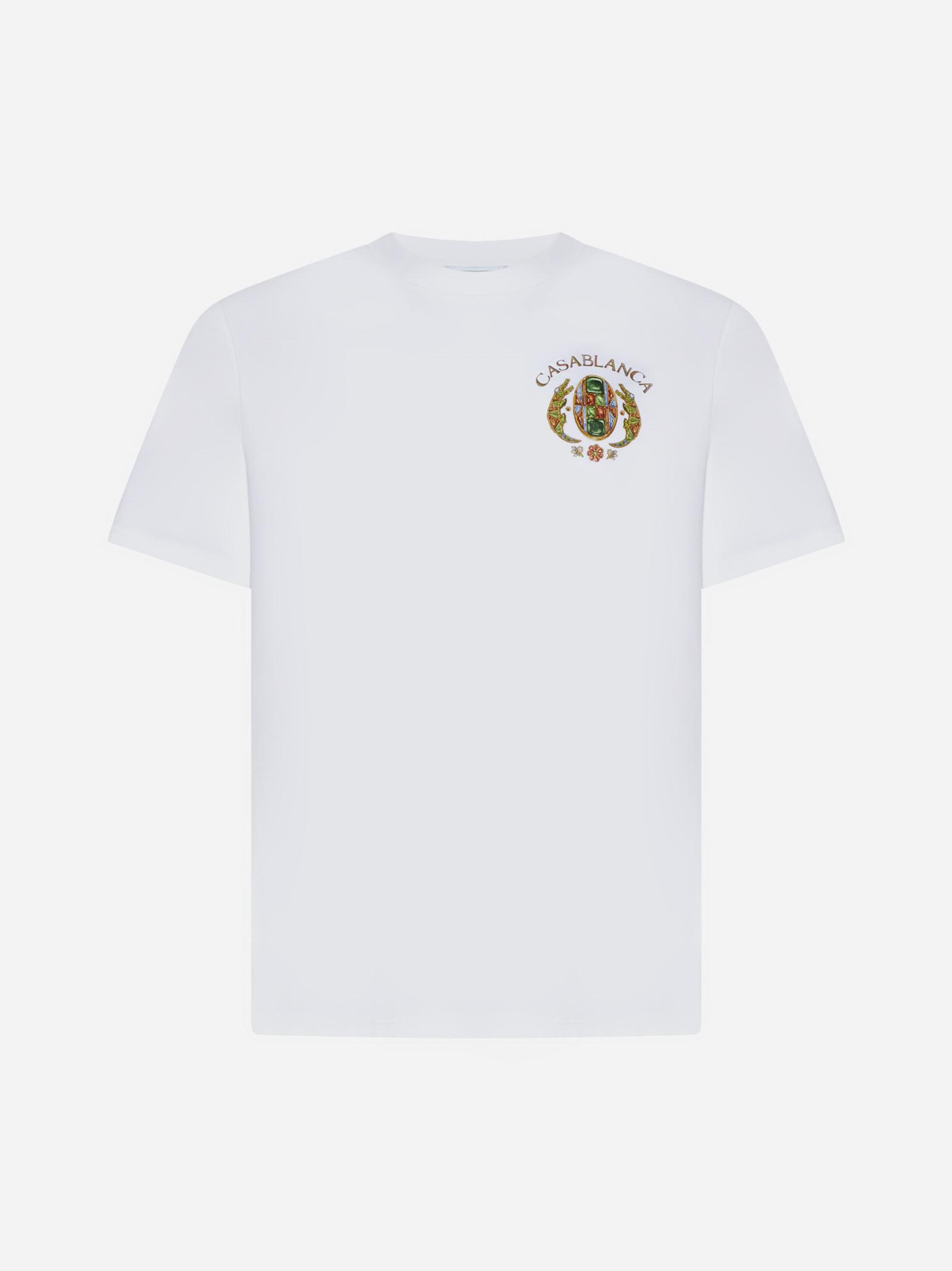 Shop Casablanca Joyaux Dafrique Tennis Club Cotton T-shirt In White