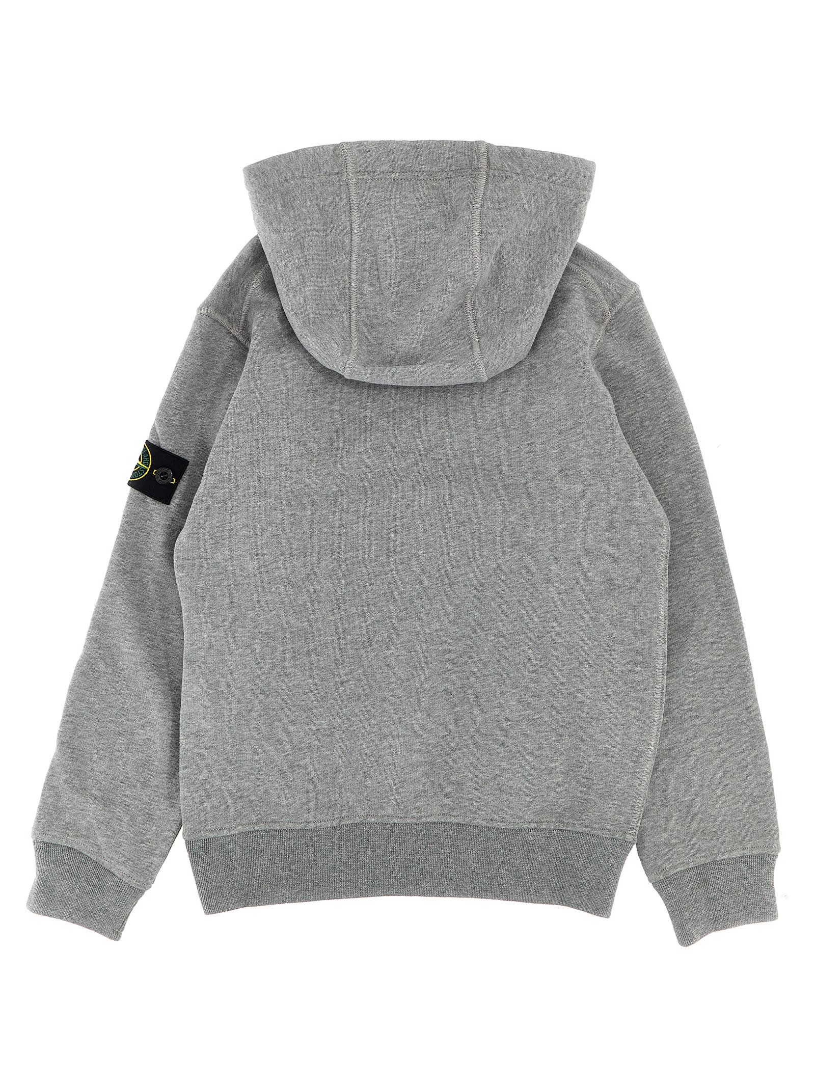 Stone Island Compass-patch Pullover Hoodie In Gray