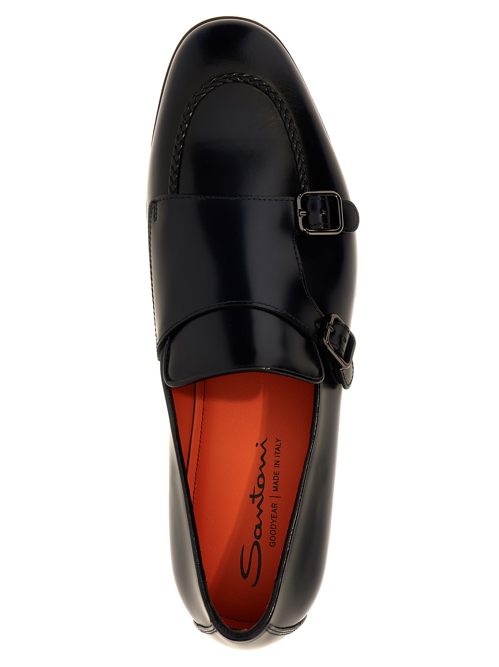 Shop Santoni Nappa Leather Moccasins In Blue