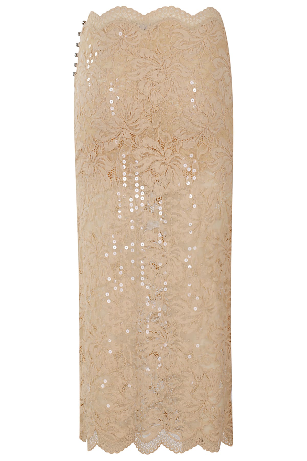 Rabanne Lace Midi Skirt In Raffia