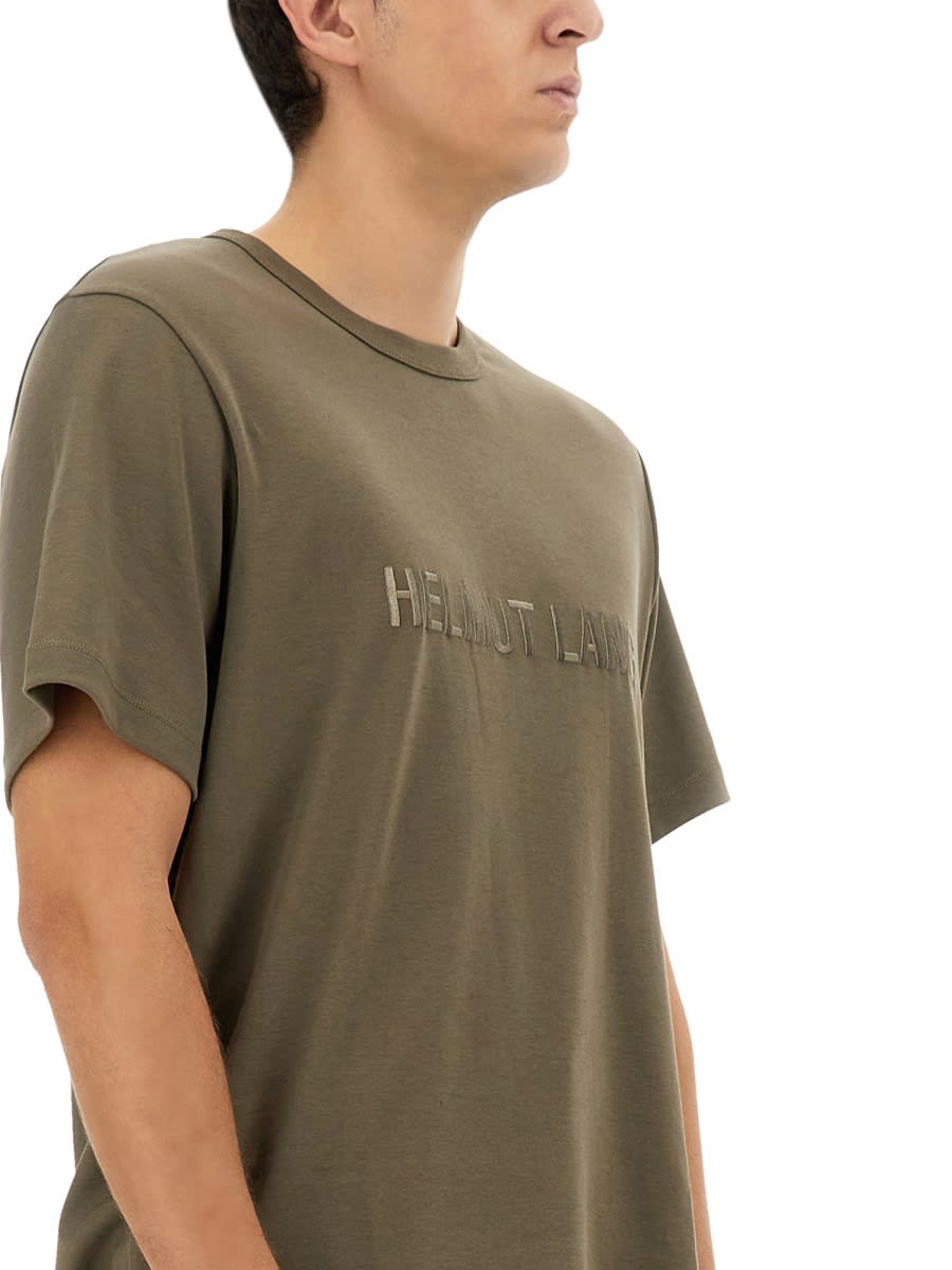 Helmut Lang Regular Fit T-shirt With Tonal Logo Embossing In Beige