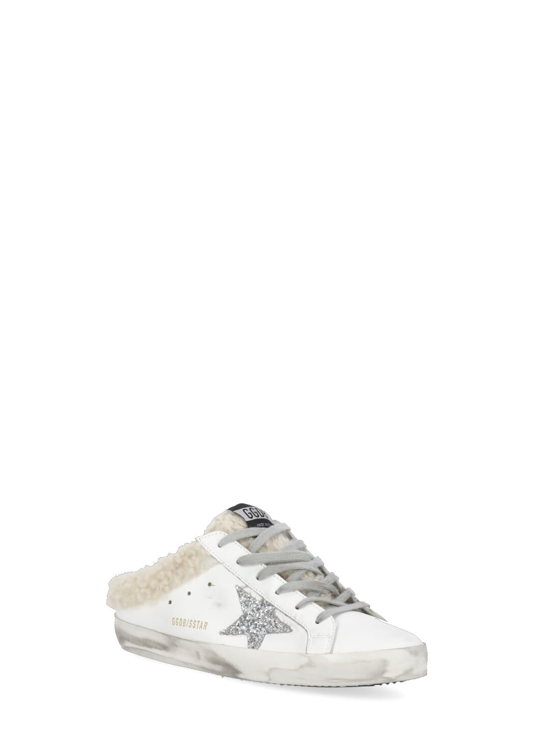 Golden Goose Superstar Sabot Shearling-trimmed Leather Sneakers In White