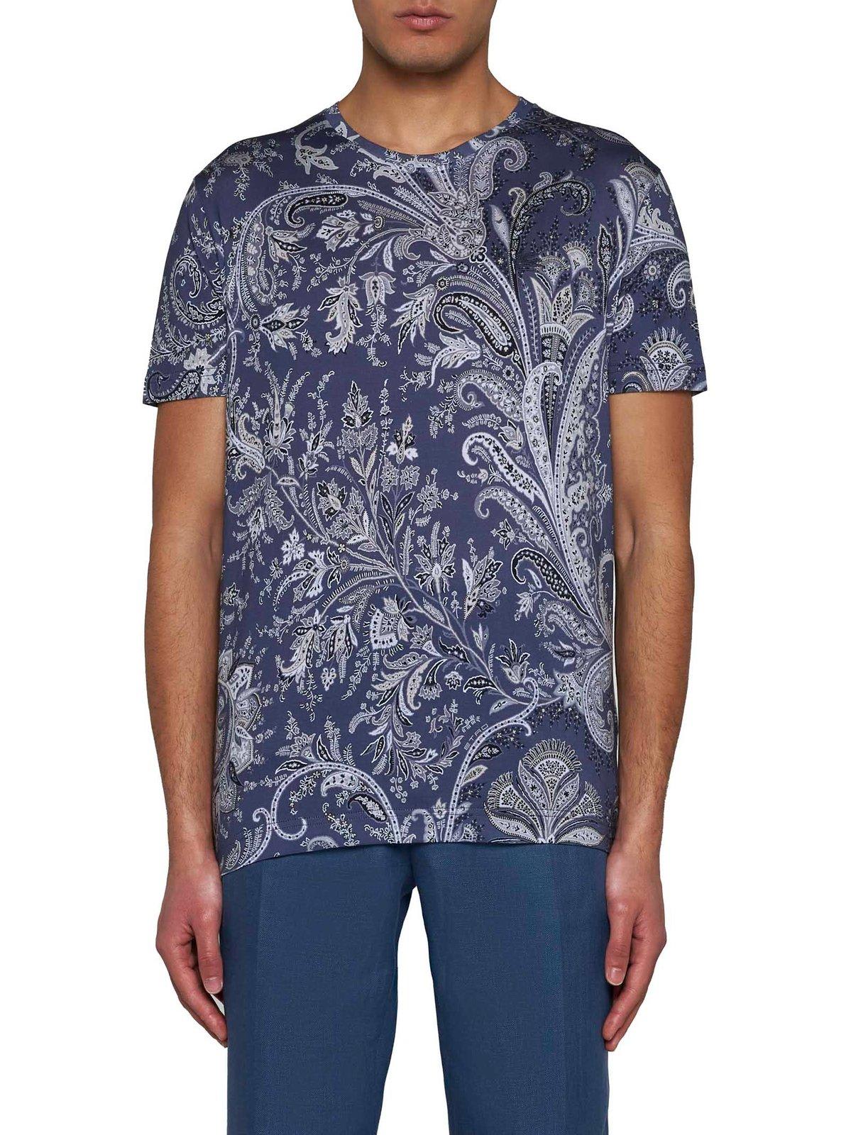 Shop Etro Paisley-print Short-sleeved T-shirt In Blu