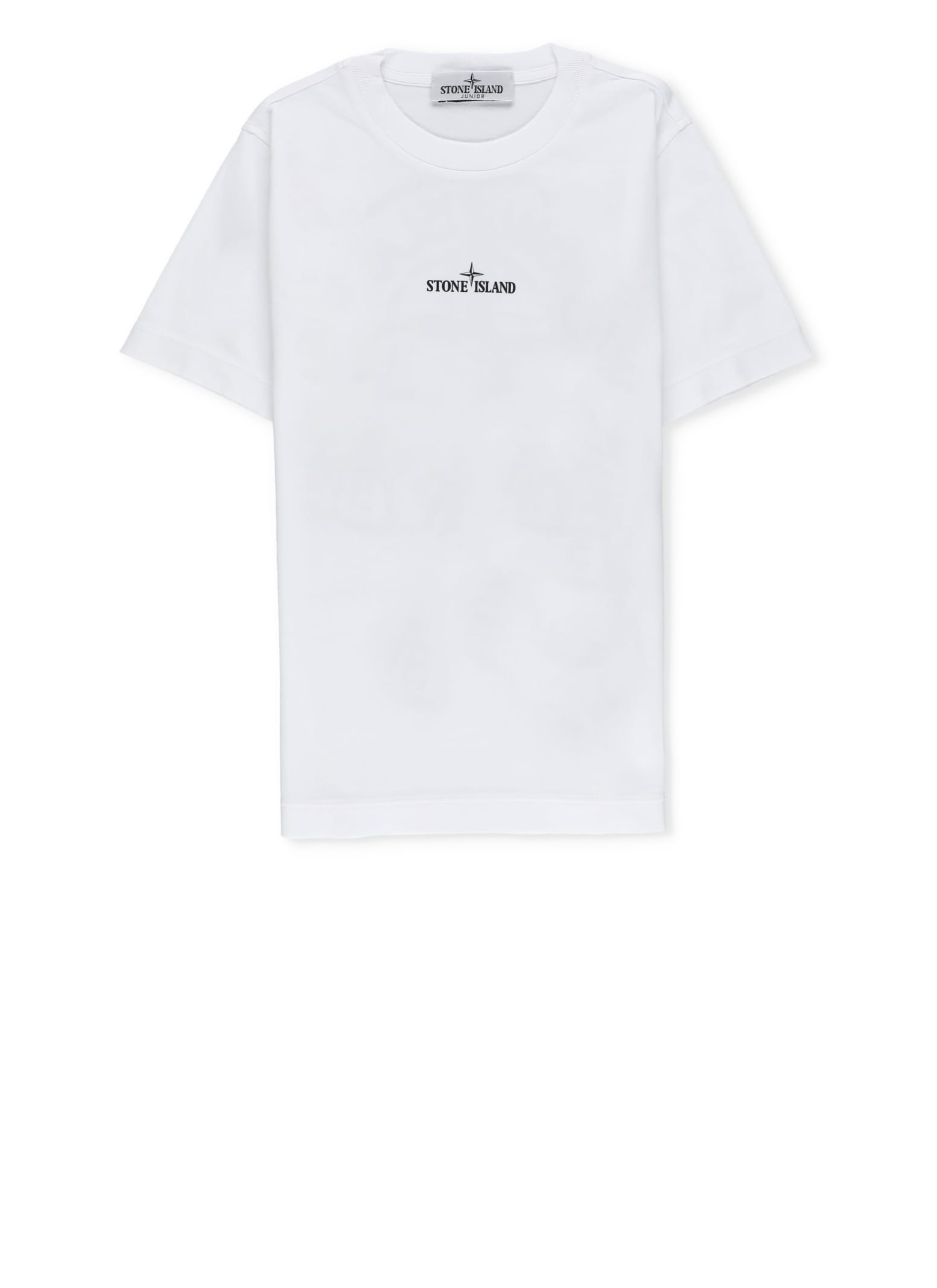 Stone Island Kids' Cotton T-shirt With Logo In White