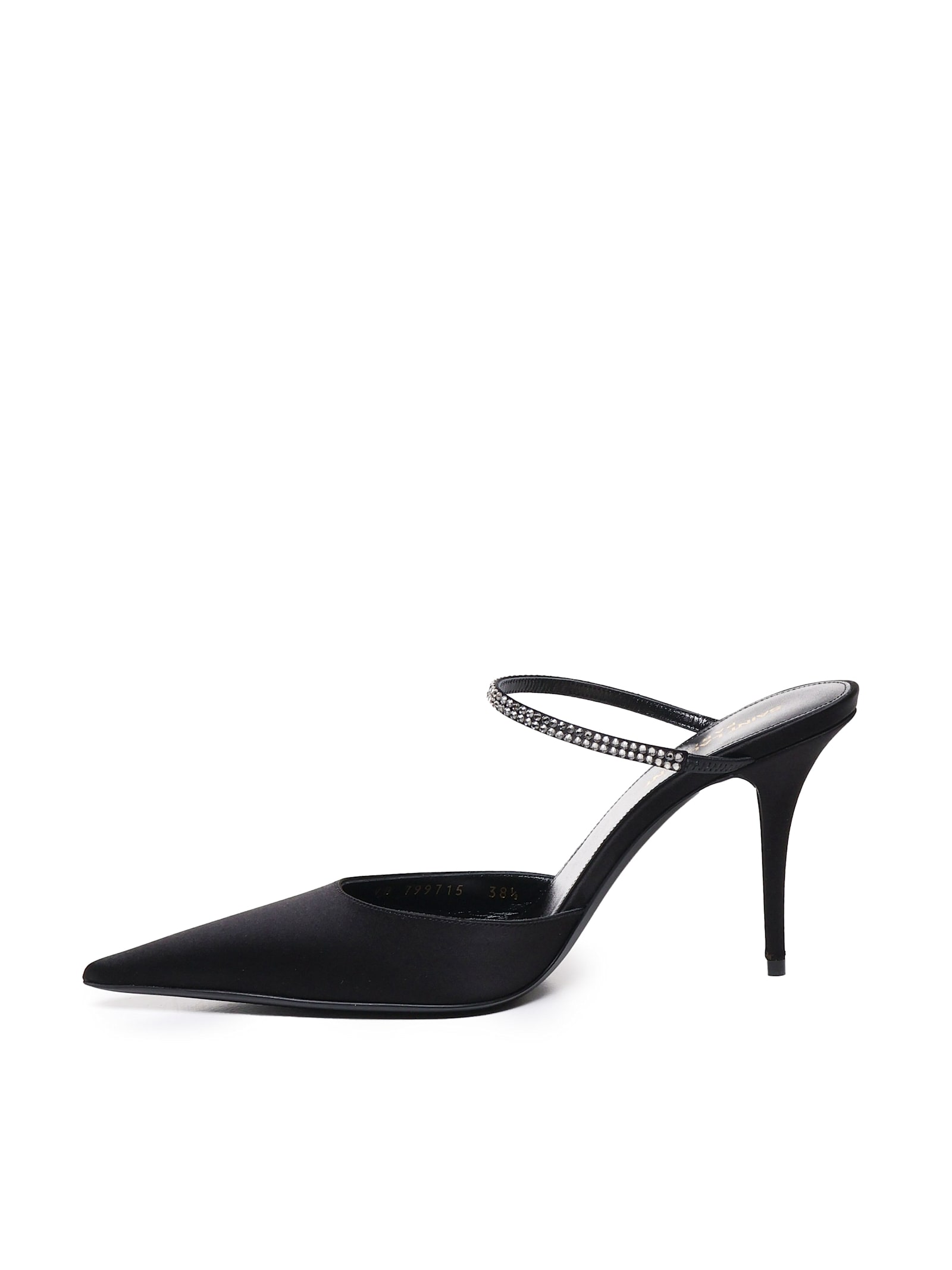 Shop Saint Laurent Slingback Barbara In Satin In Black