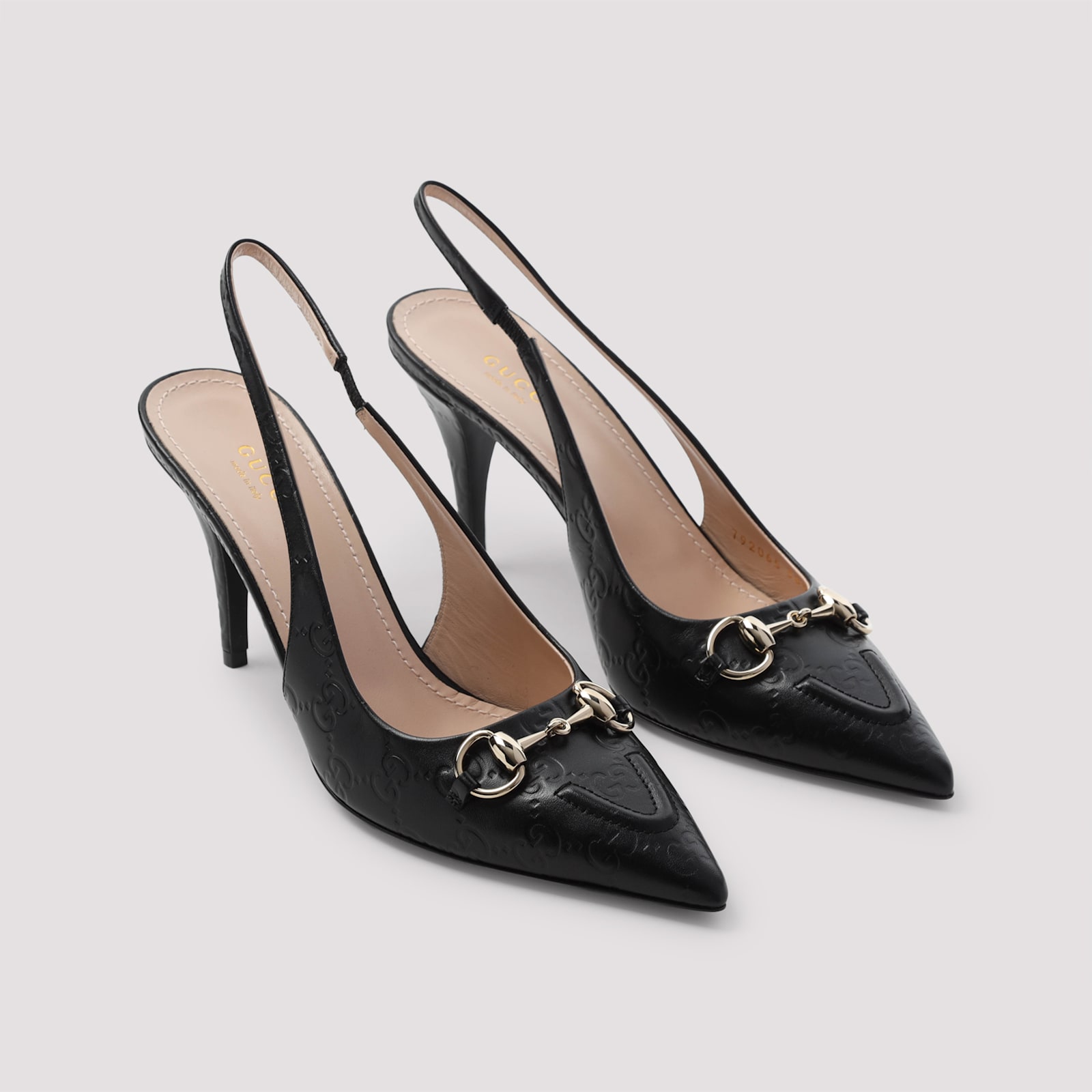 Gucci Leather Slingback Slippers With Pointed Toe In Nero