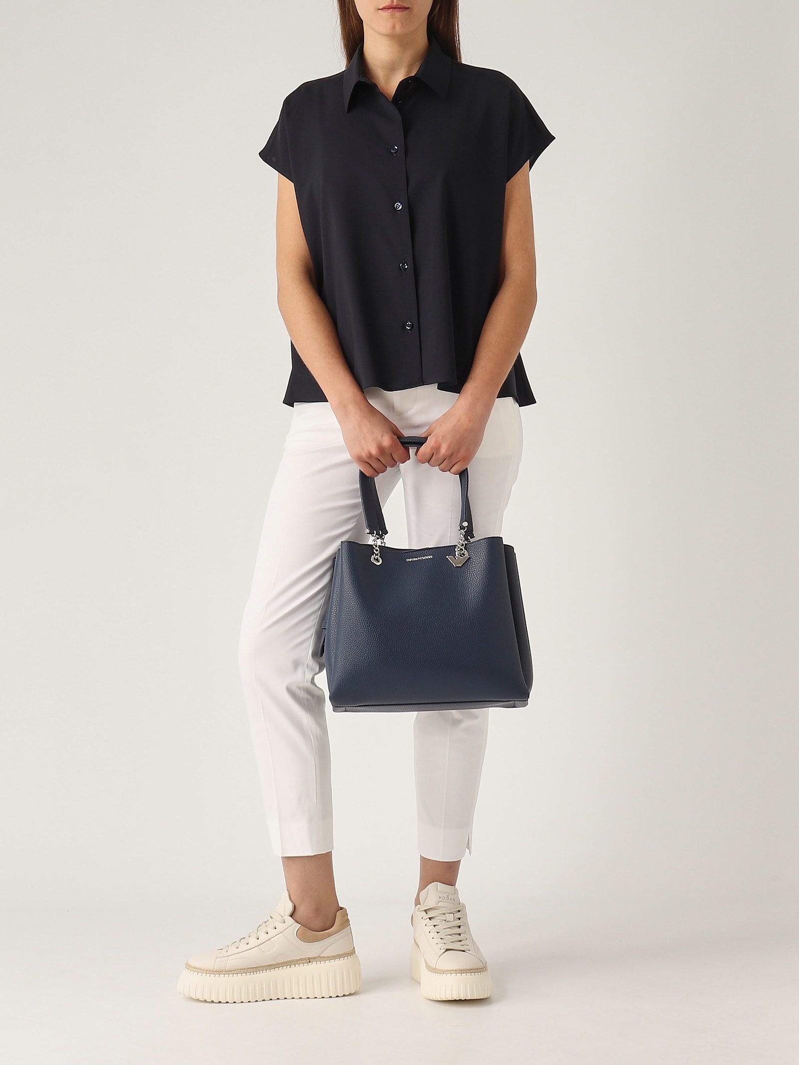 Pt Torino Wool Shirt Short Sleeves In Navy