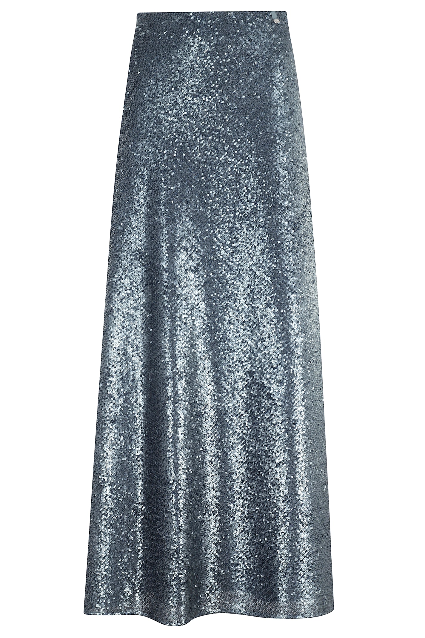 Herno Sequined Long Skirt With Elastic Waistband In Blue