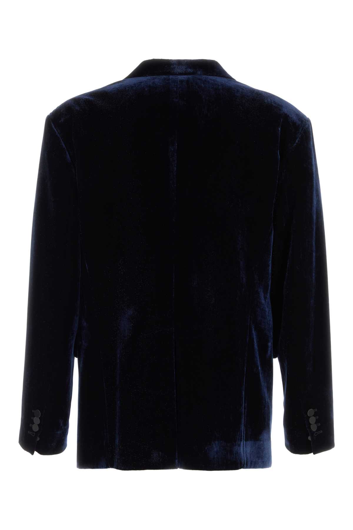 Dsquared2 Velvet Blazer With Front Pockets And Notch Lapel In Blue