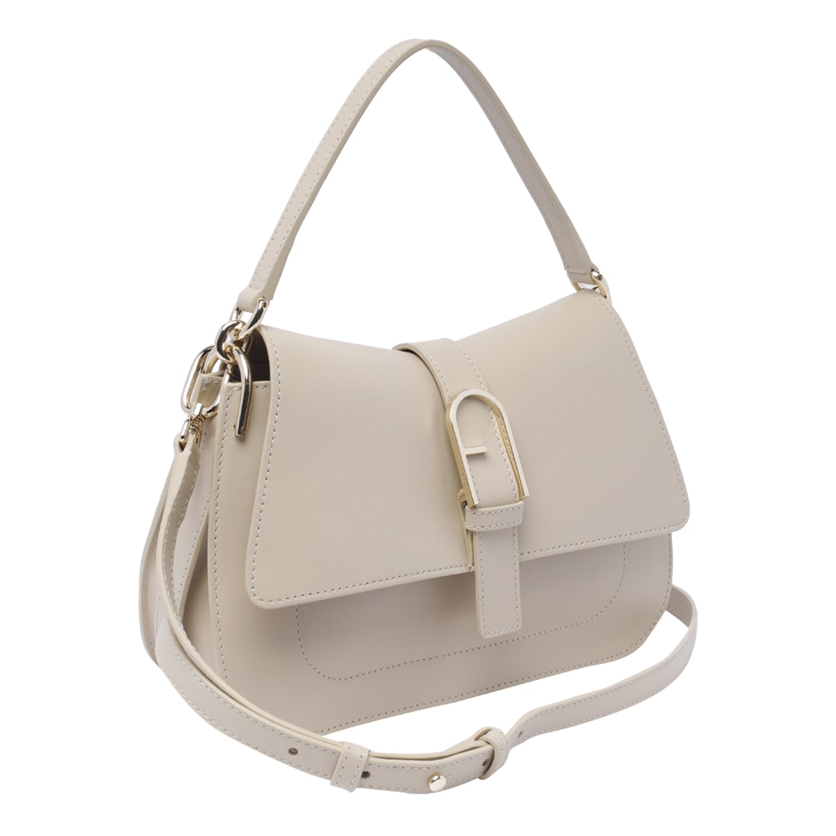 Shop Furla Medium  Flow Shoulder Bag In Grey