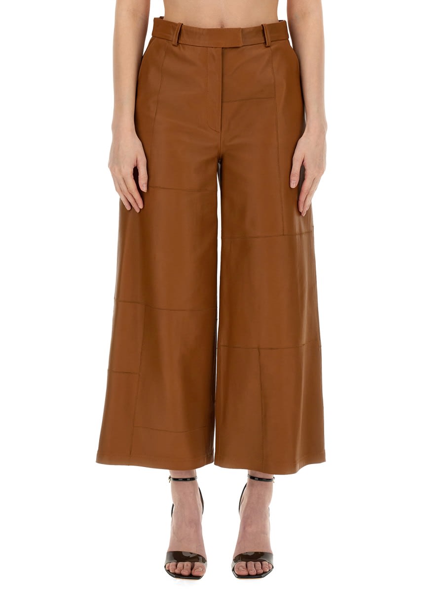 Shop Alysi Patch Pants In Leather Brown