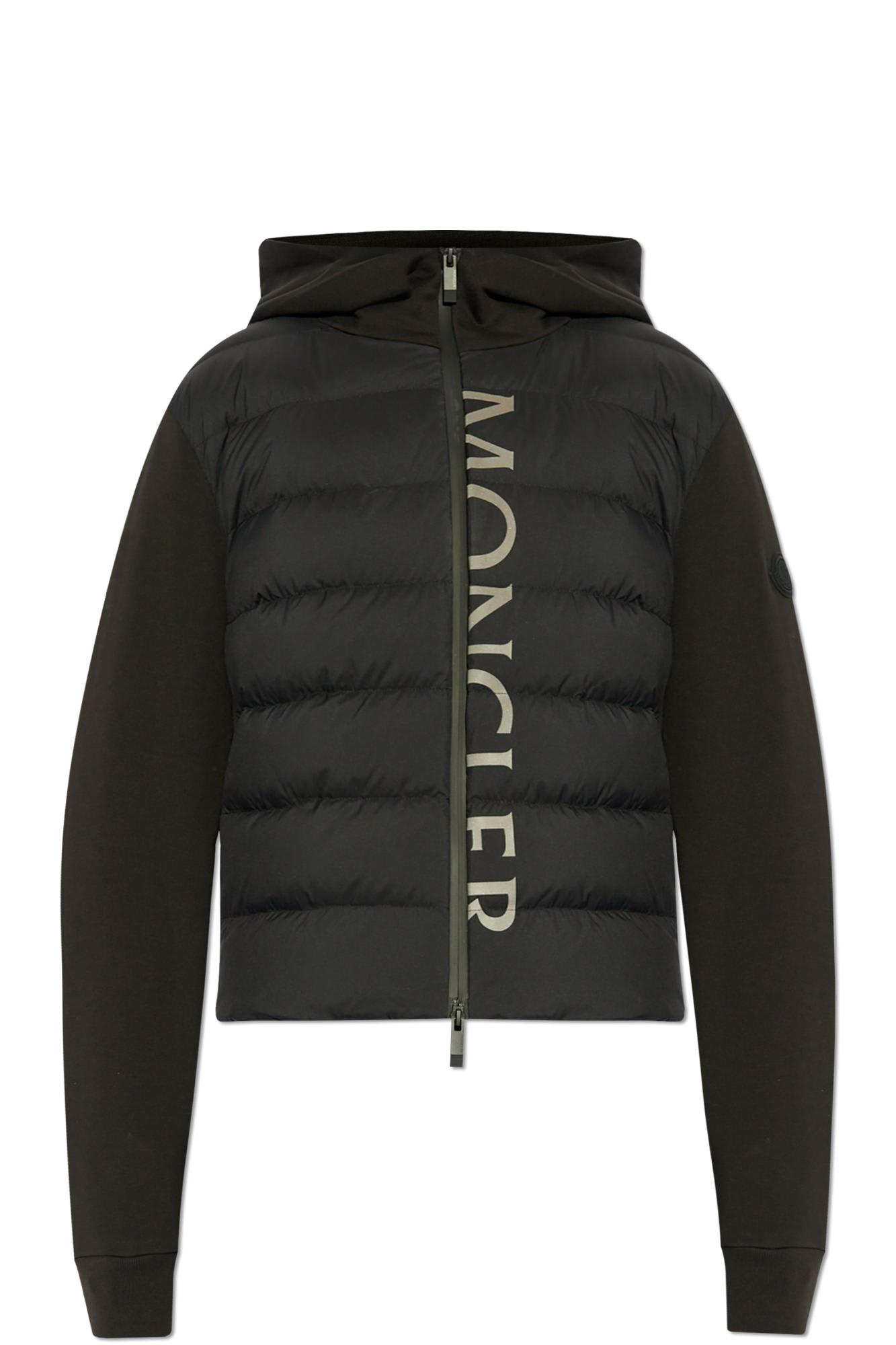 Shop Moncler Sweatshirt With Quilted Front In Black