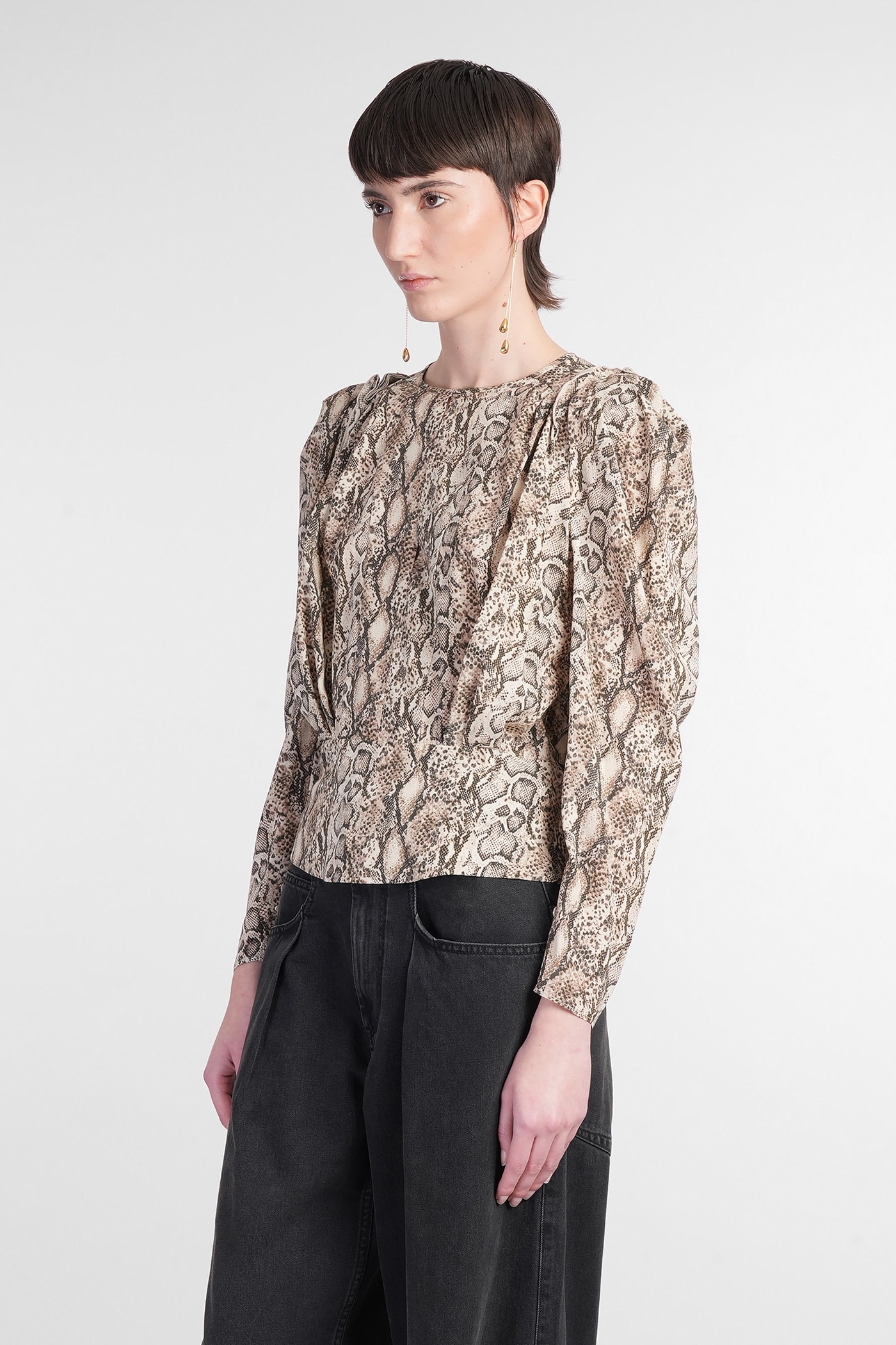 Shop Isabel Marant Zarga Blouse In Beige