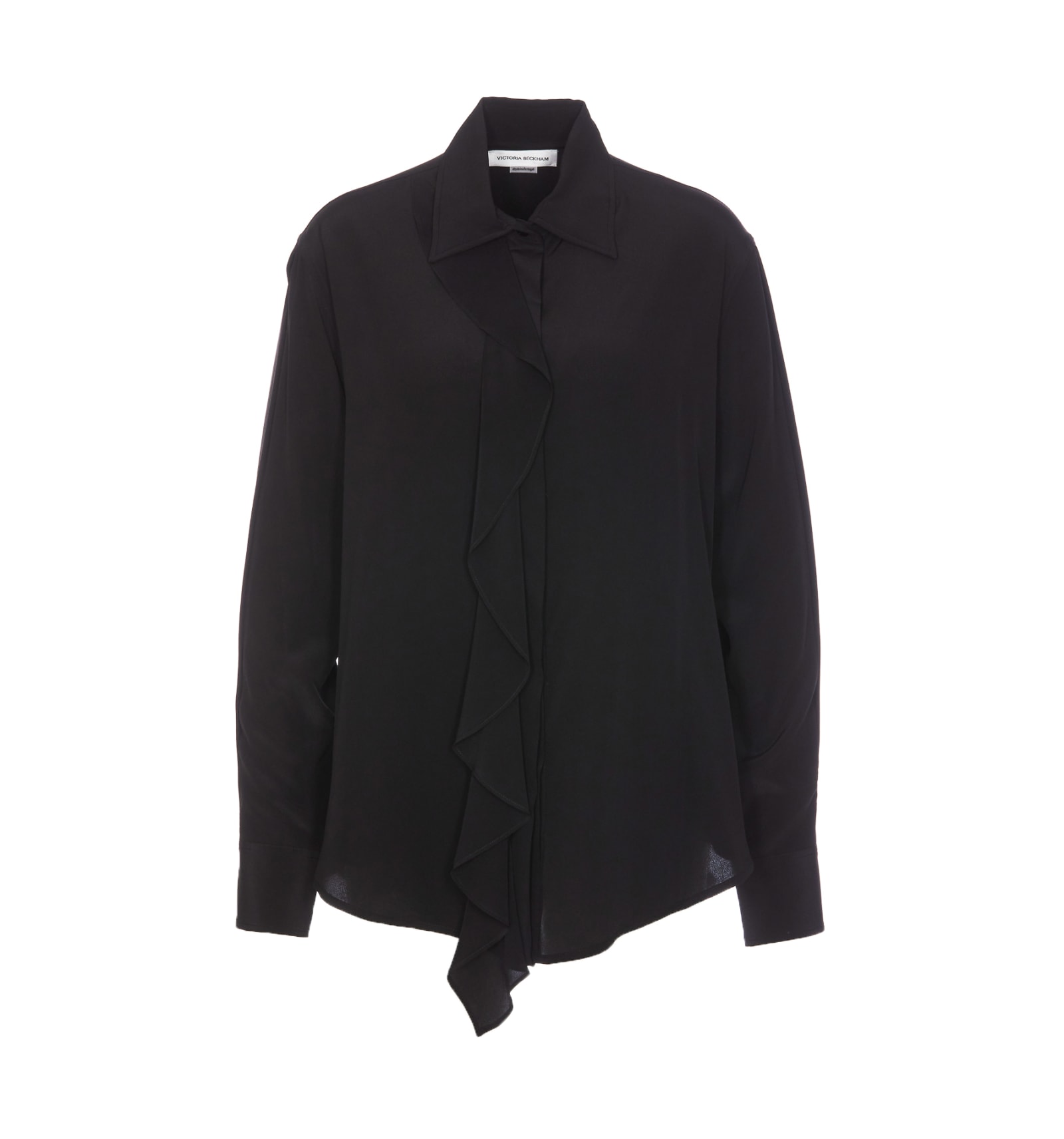 Shop Victoria Beckham Asymmetric Ruffle Shirt In Black