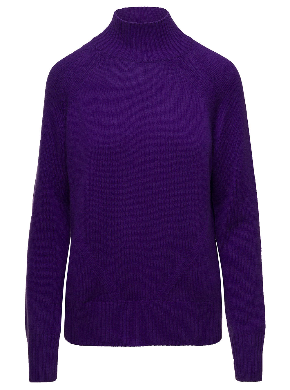 Shop Allude Violet Mockneck Sweater With Ribbed Trim In Cashmere Woman