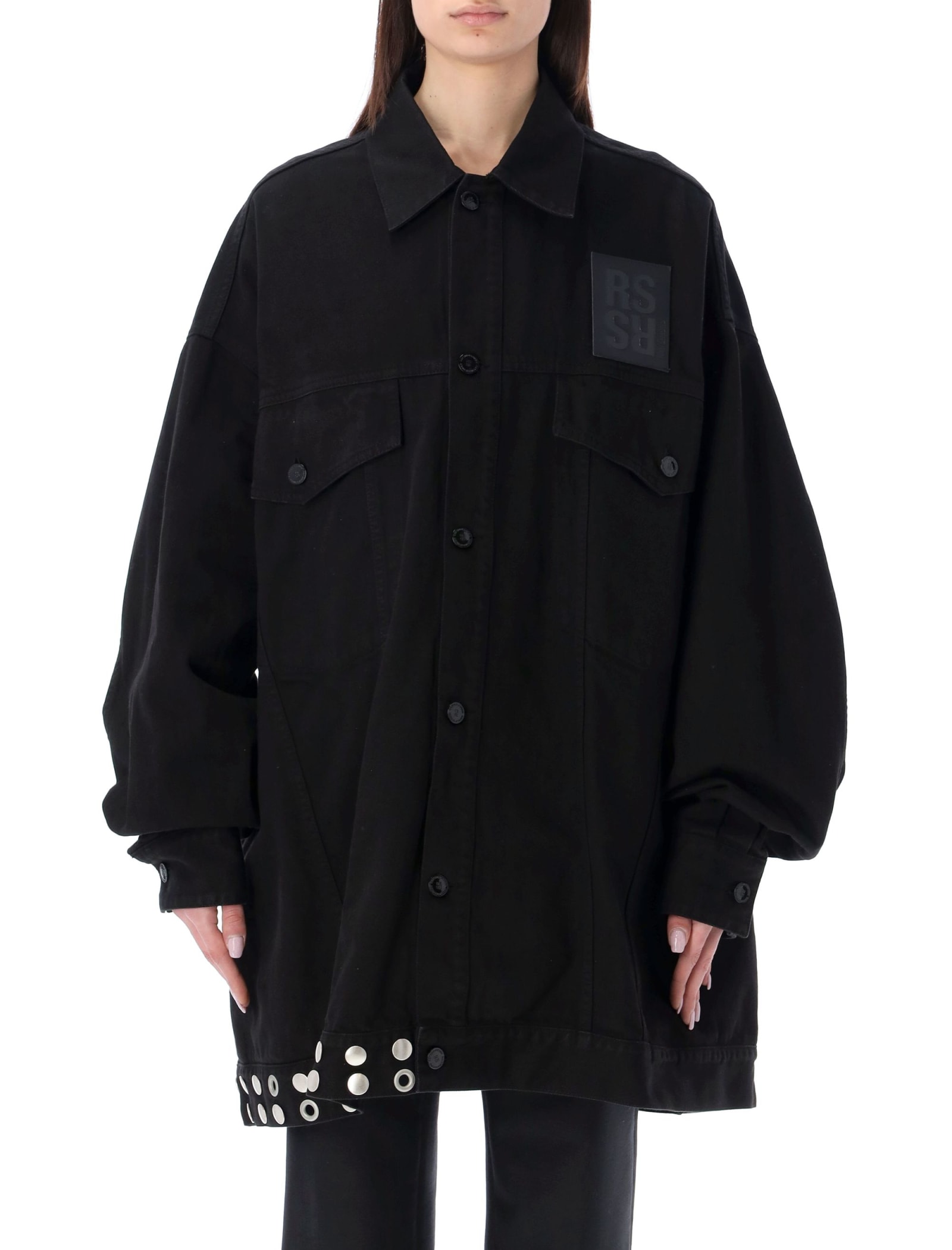 Raf Simons Big Fit Jacket With Leather Fringes And Studs