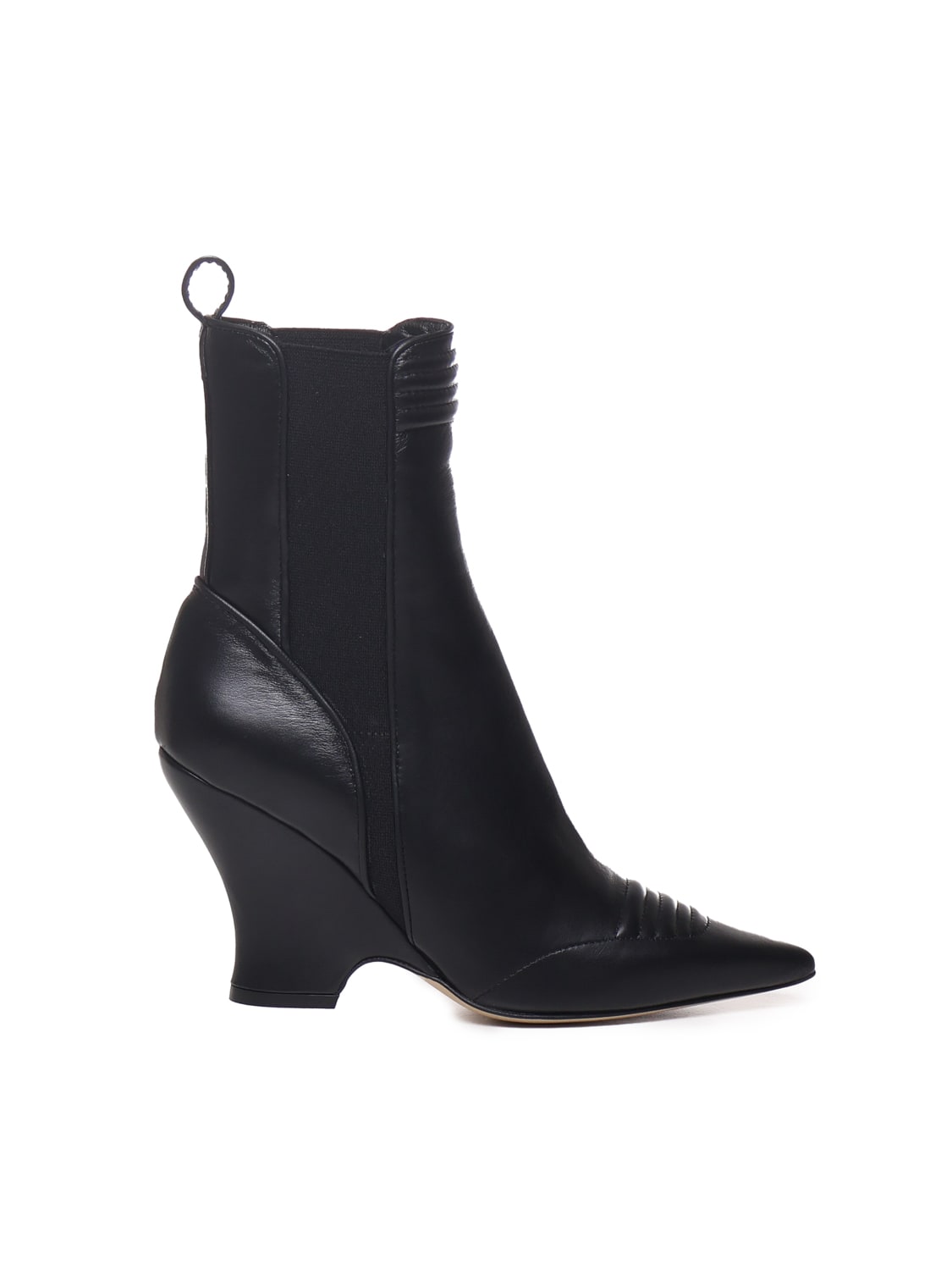 Alchimia Leather Boots With Wide Heel In Black