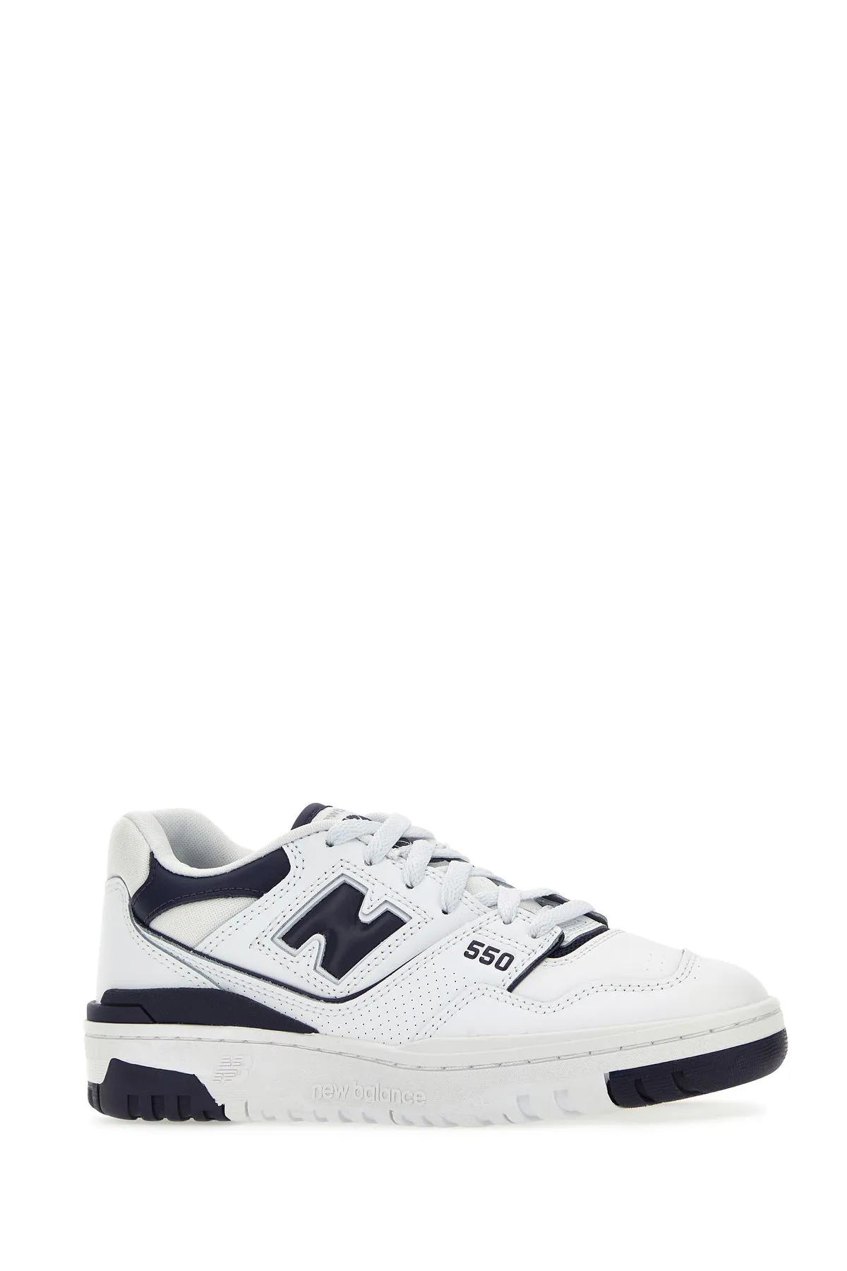 Shop New Balance Two-tone Leather 550 Sneakers In White
