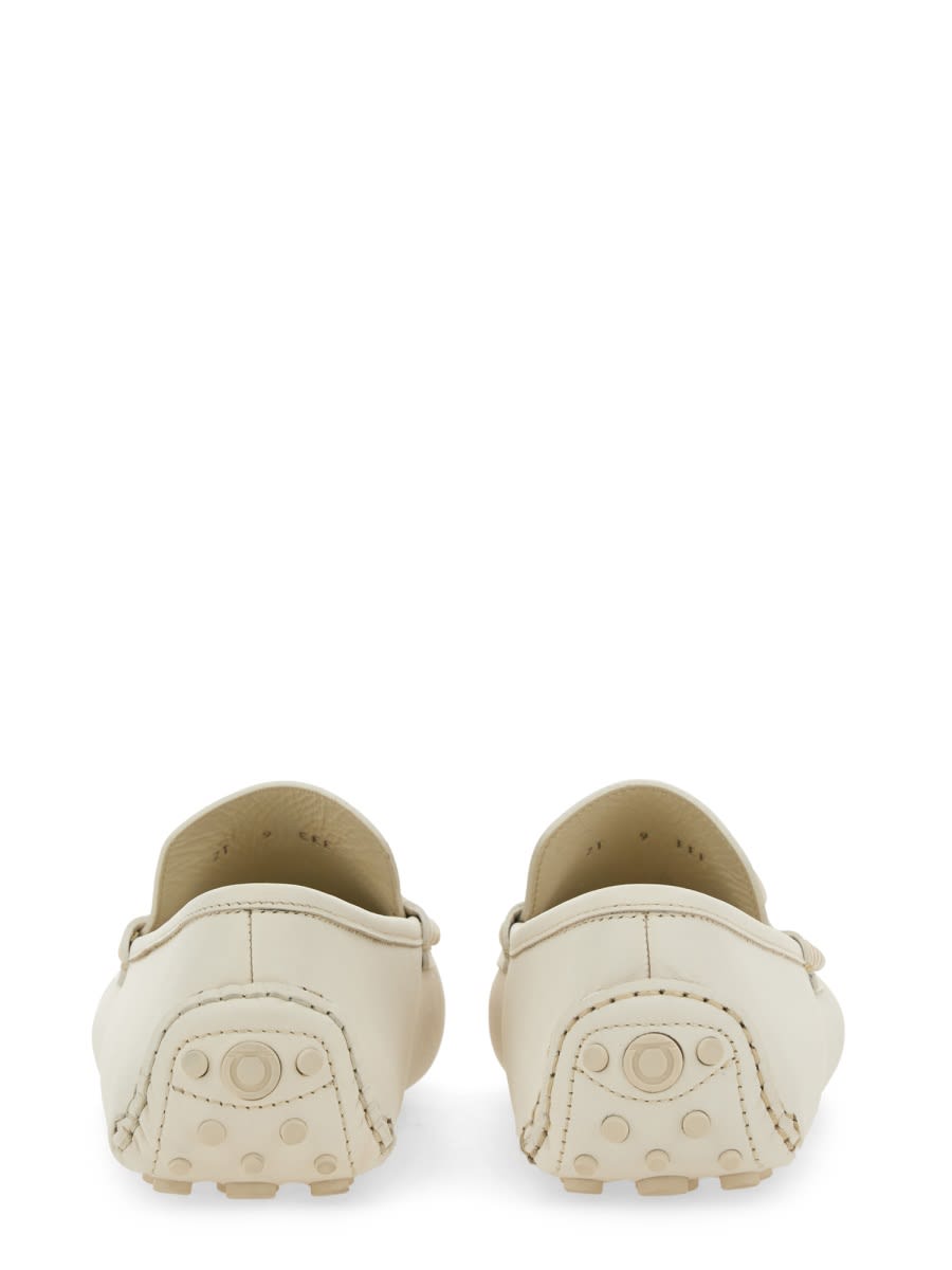 Shop Ferragamo Moccasin With Gancini Ornament In White