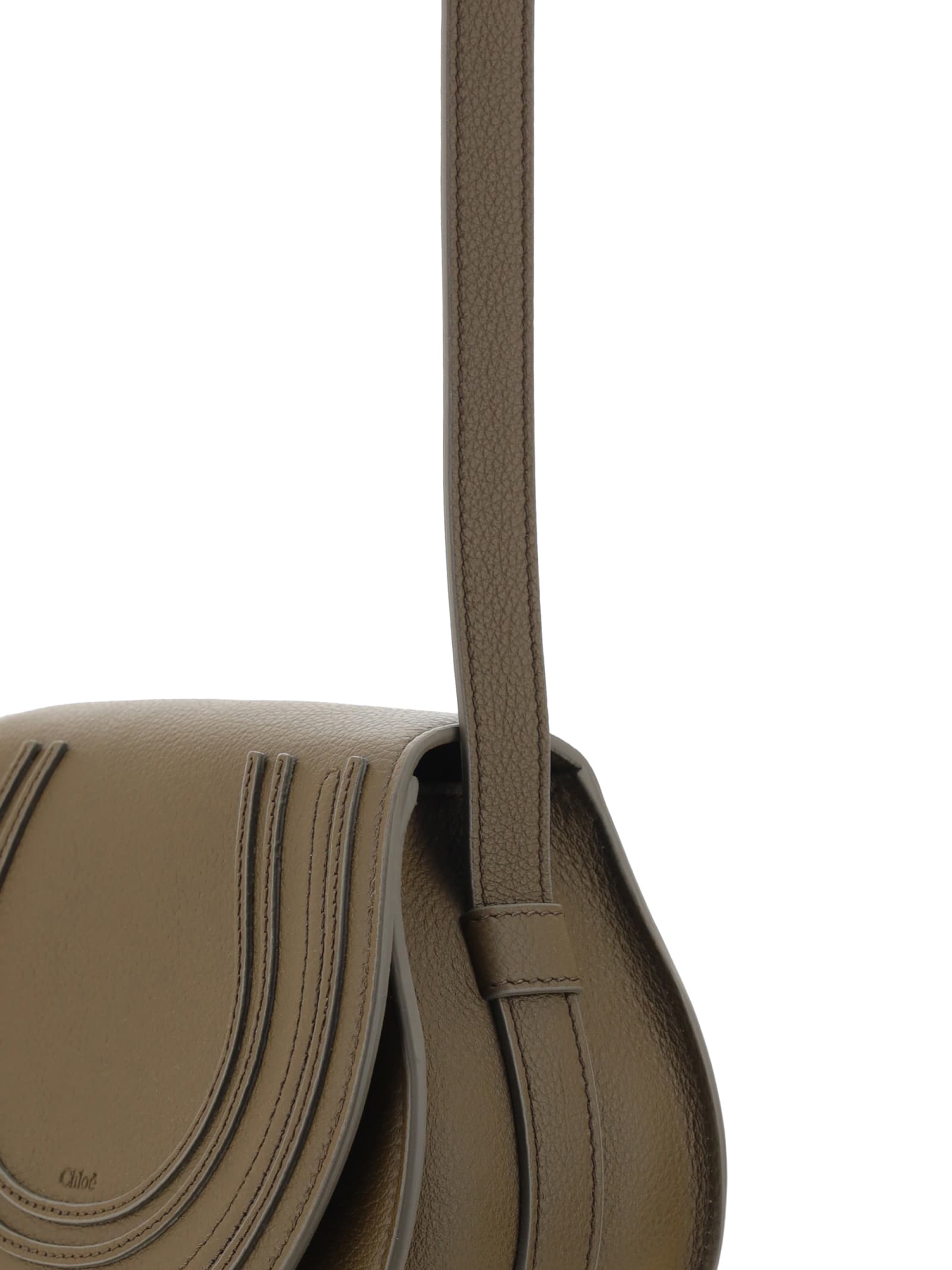 Shop Chloé Marcie Shoulder Bag In Dark Khaki