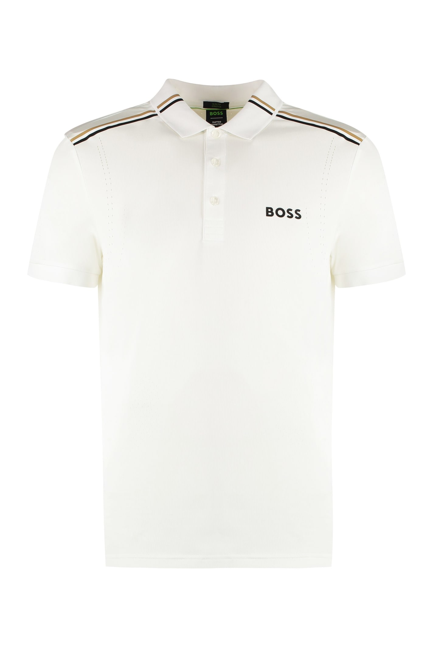 Shop Hugo Boss Boss X Matteo Berrettini - Techno Jersey Polo Shirt In White