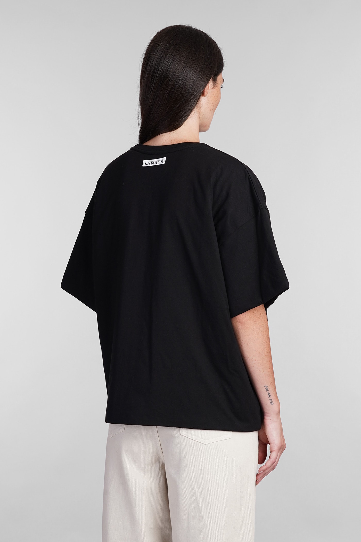 Shop Laneus T-shirt In Black Cotton