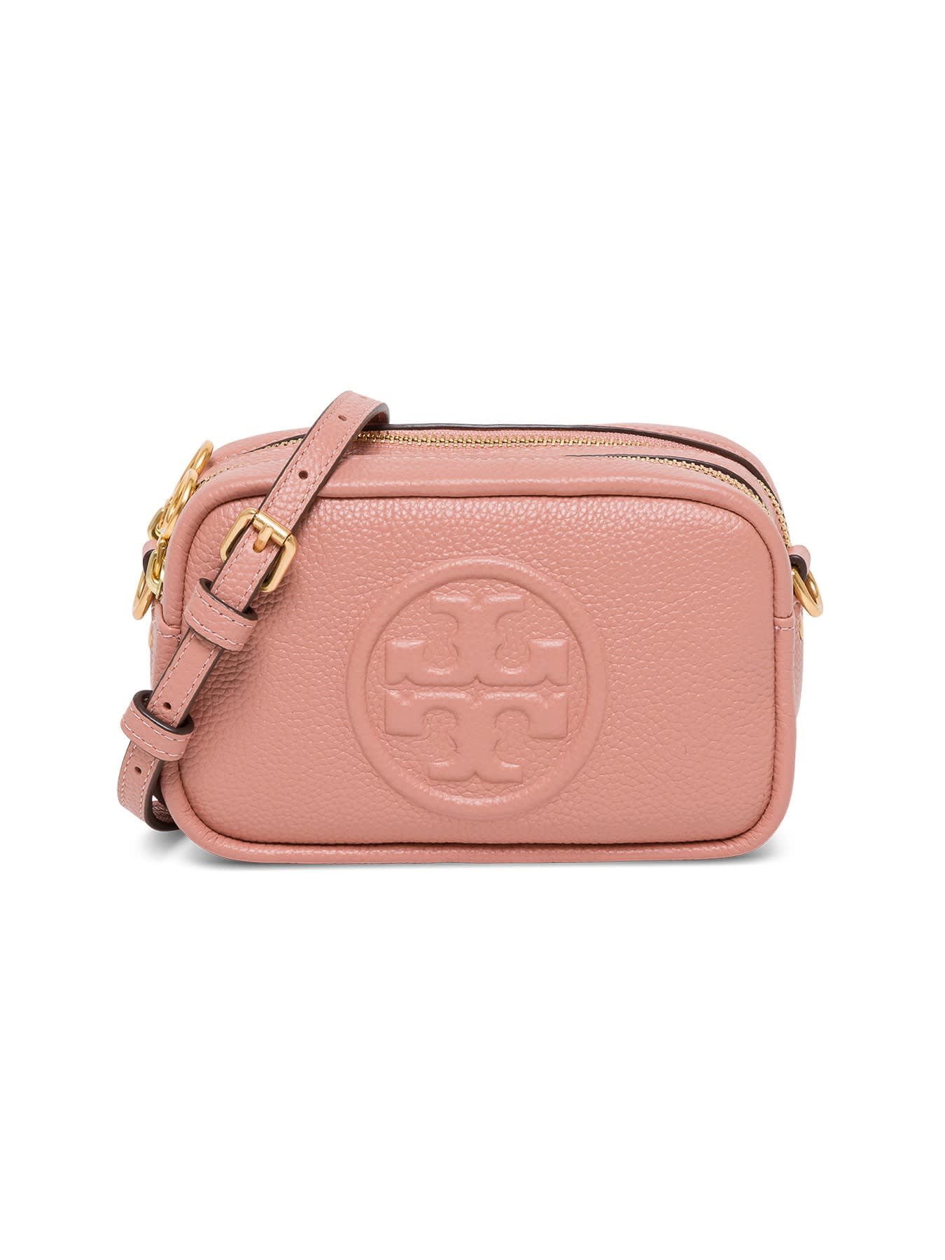 Tory Burch Camera Crossbody Bag In Double Zip Leather In Pink | ModeSens