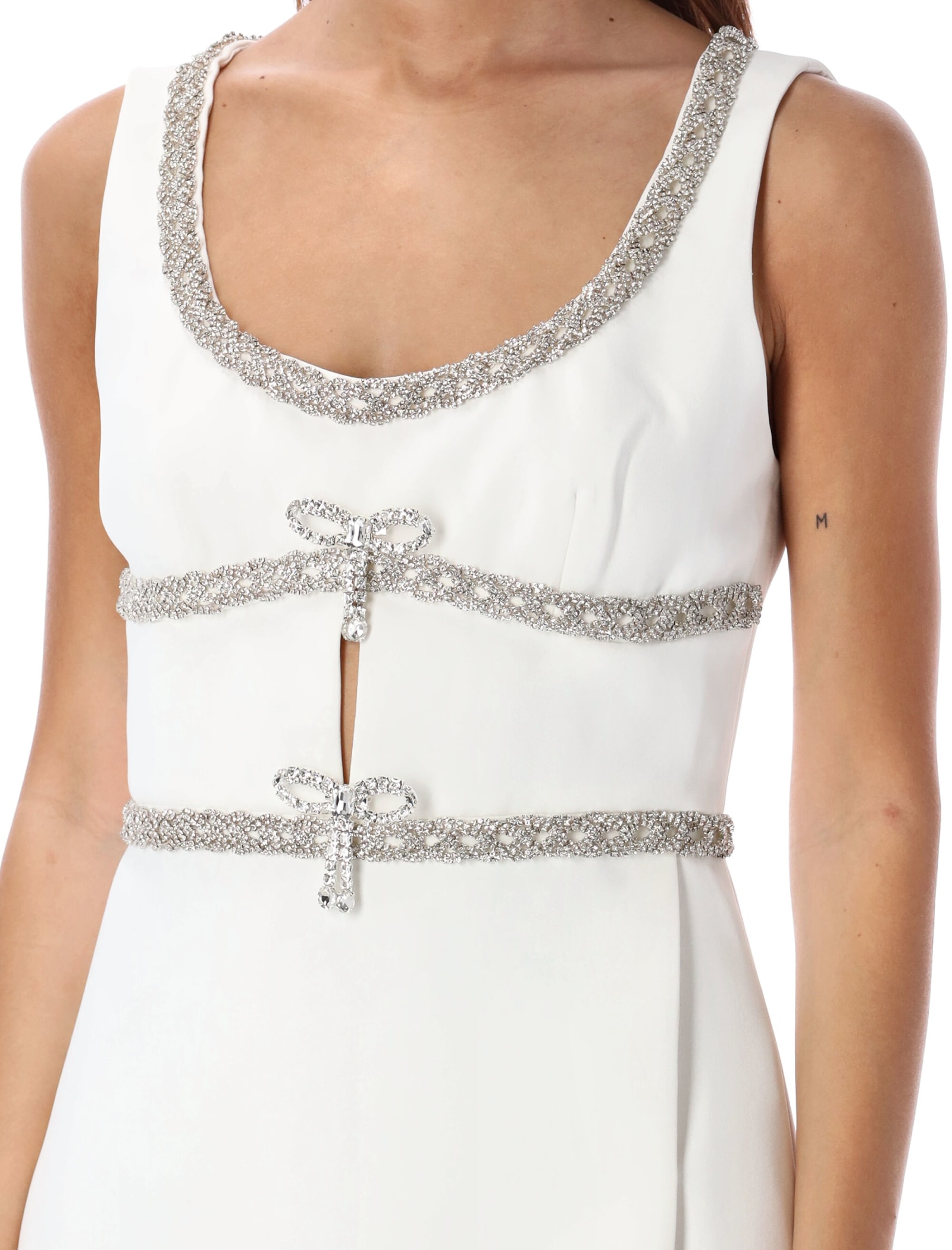 Shop Self-portrait Diamante Bow Mini Dress In White