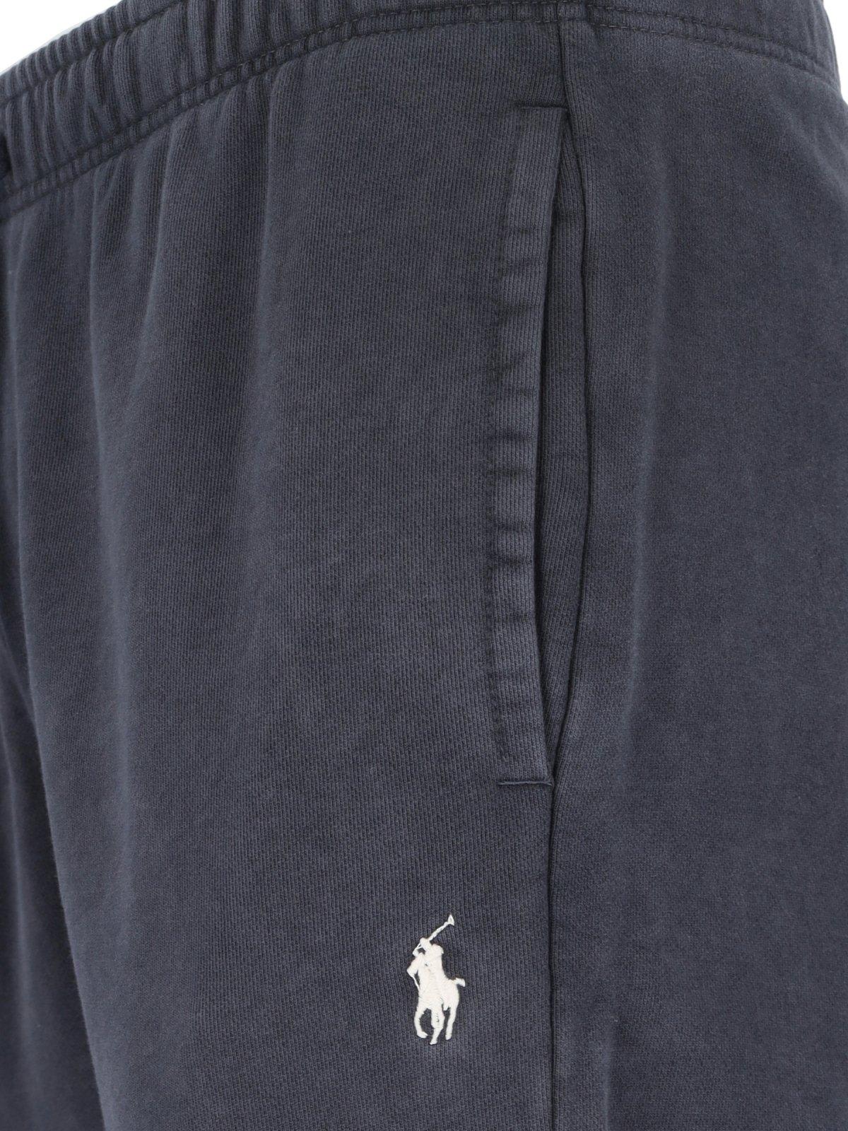 Shop Polo Ralph Lauren Pony Embroidered Drawstring Track Pants In Nero