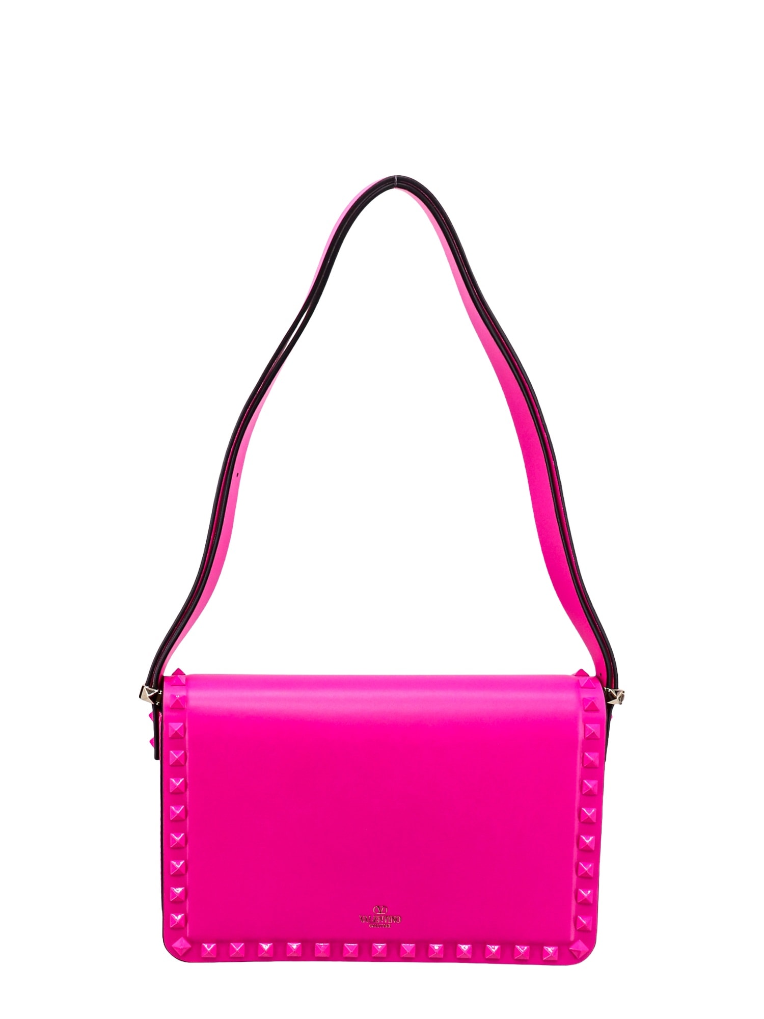 Valentino Pink Pp Leather Rockstud Shoulder Bag In Pink