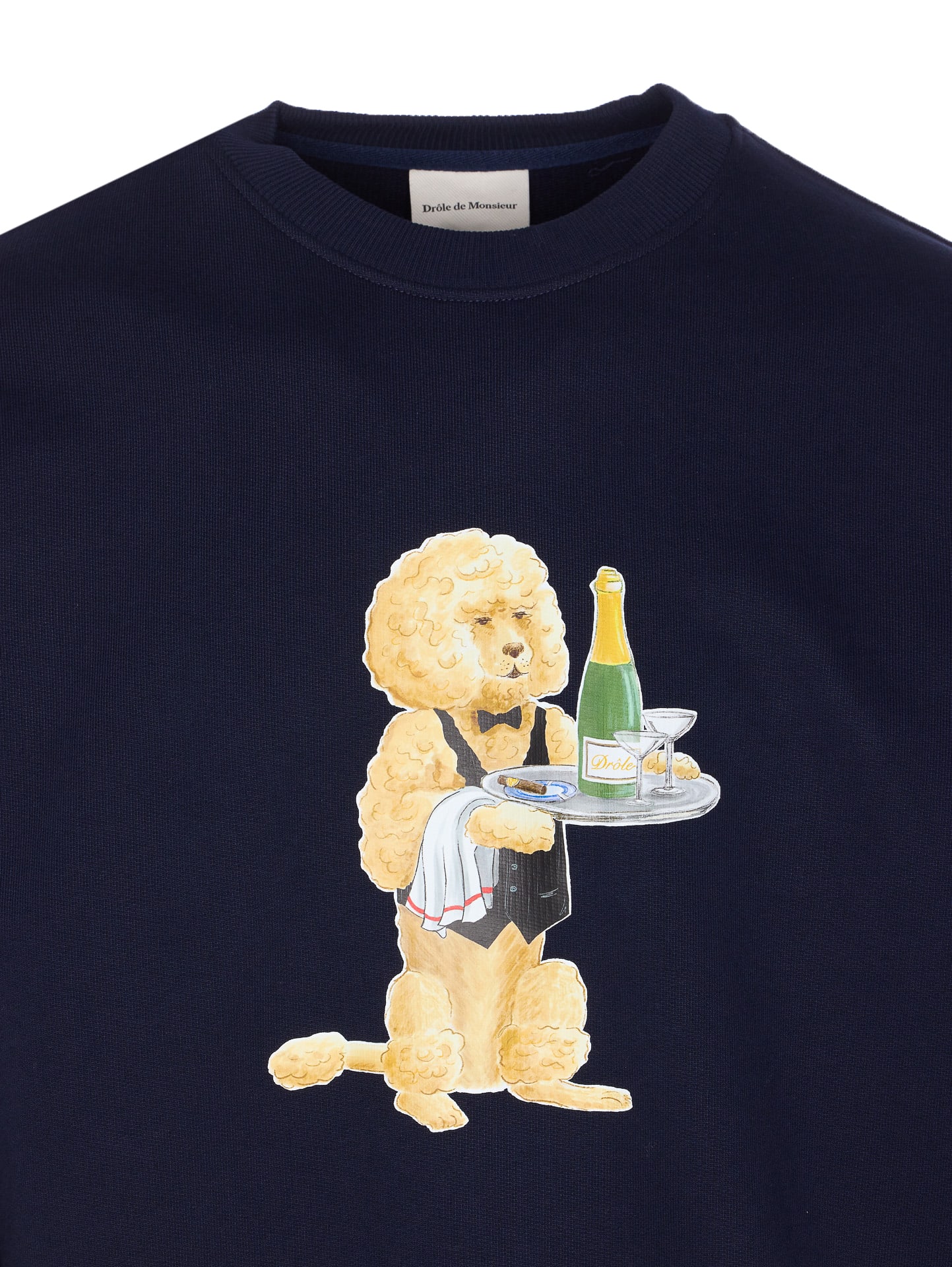 Drôle De Monsieur Graphic Print Crewneck Long Sleeve Sweater In Blue