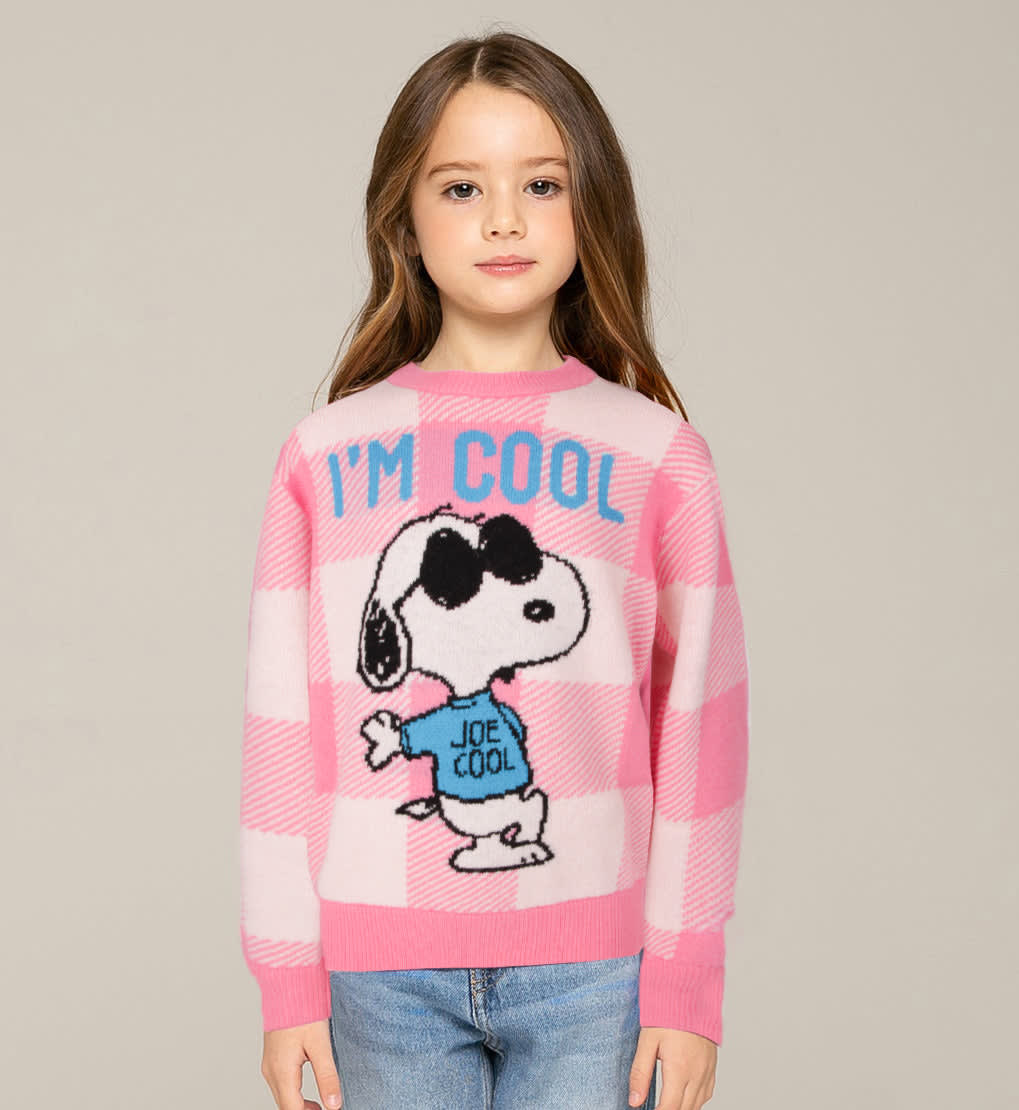 Mc2 Saint Barth Kids' Snoopy Im Cool Print Girl Sweater Peanuts Special Edition In Pink